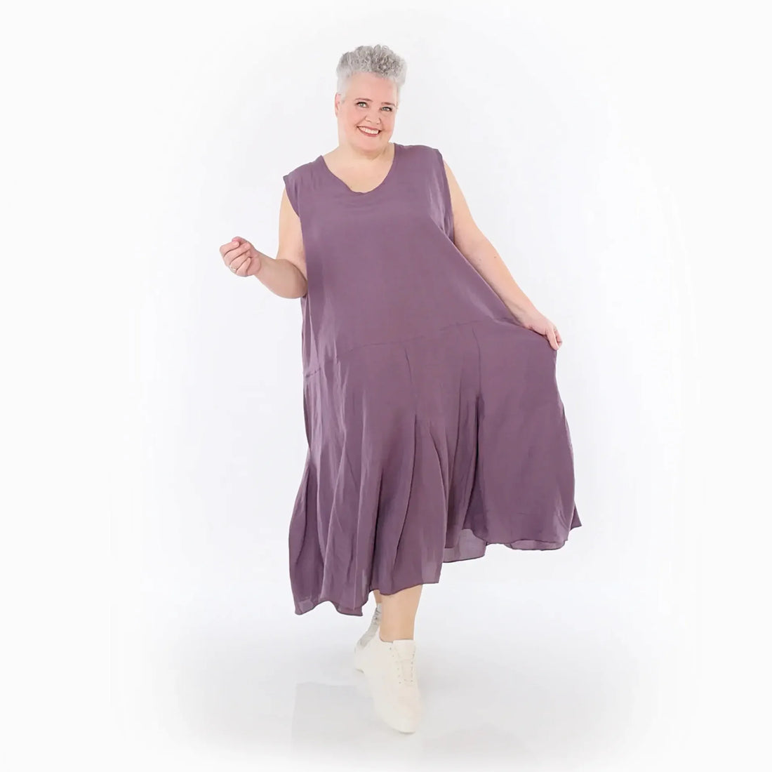  Ballonkleid von AKH Fashion aus Viskose, 1490.06972, Pflaume, Ausgefallen, Zeitlos, Schick