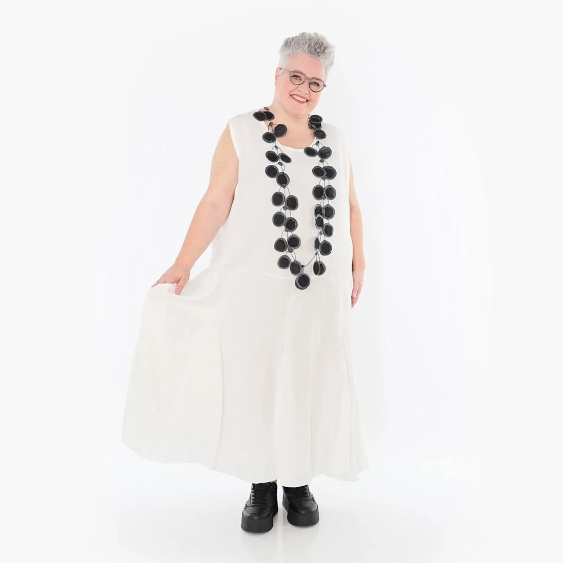 Ballonkleid von AKH Fashion aus Viskose, 1490.06972, Weiß, Ausgefallen, Zeitlos, Schick