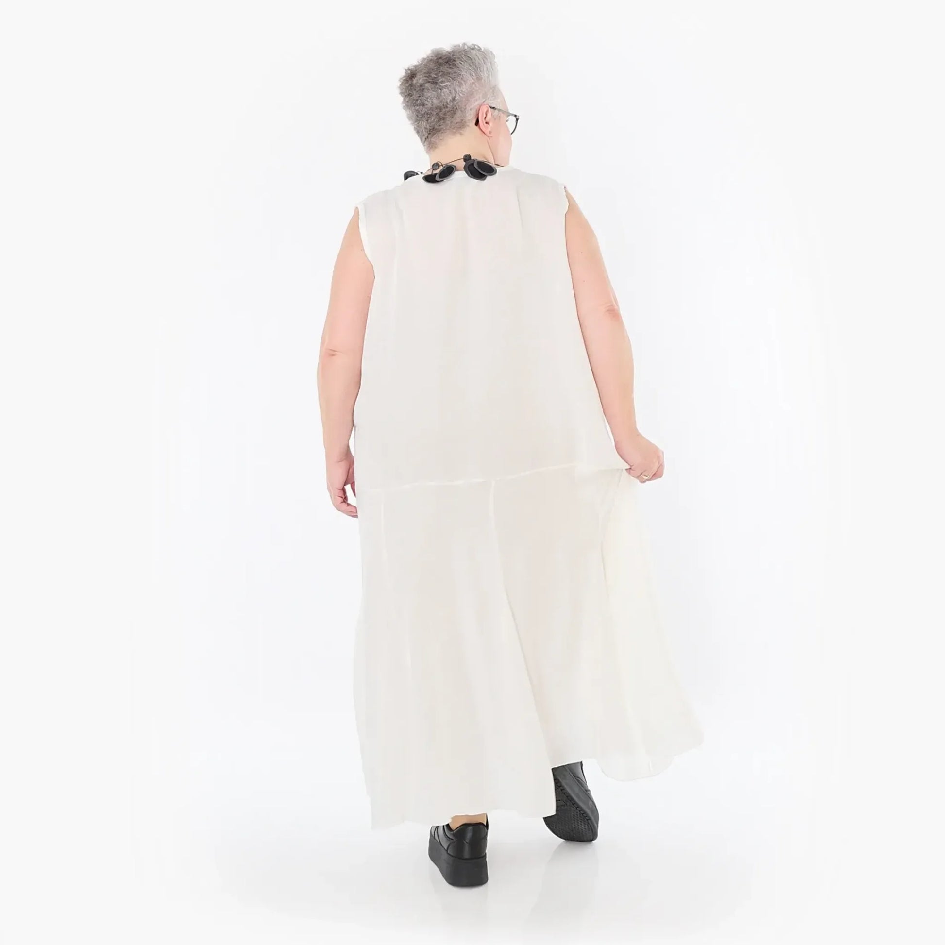  Ballonkleid von AKH Fashion aus Viskose, 1490.06972, Weiß, Ausgefallen, Zeitlos, Schick