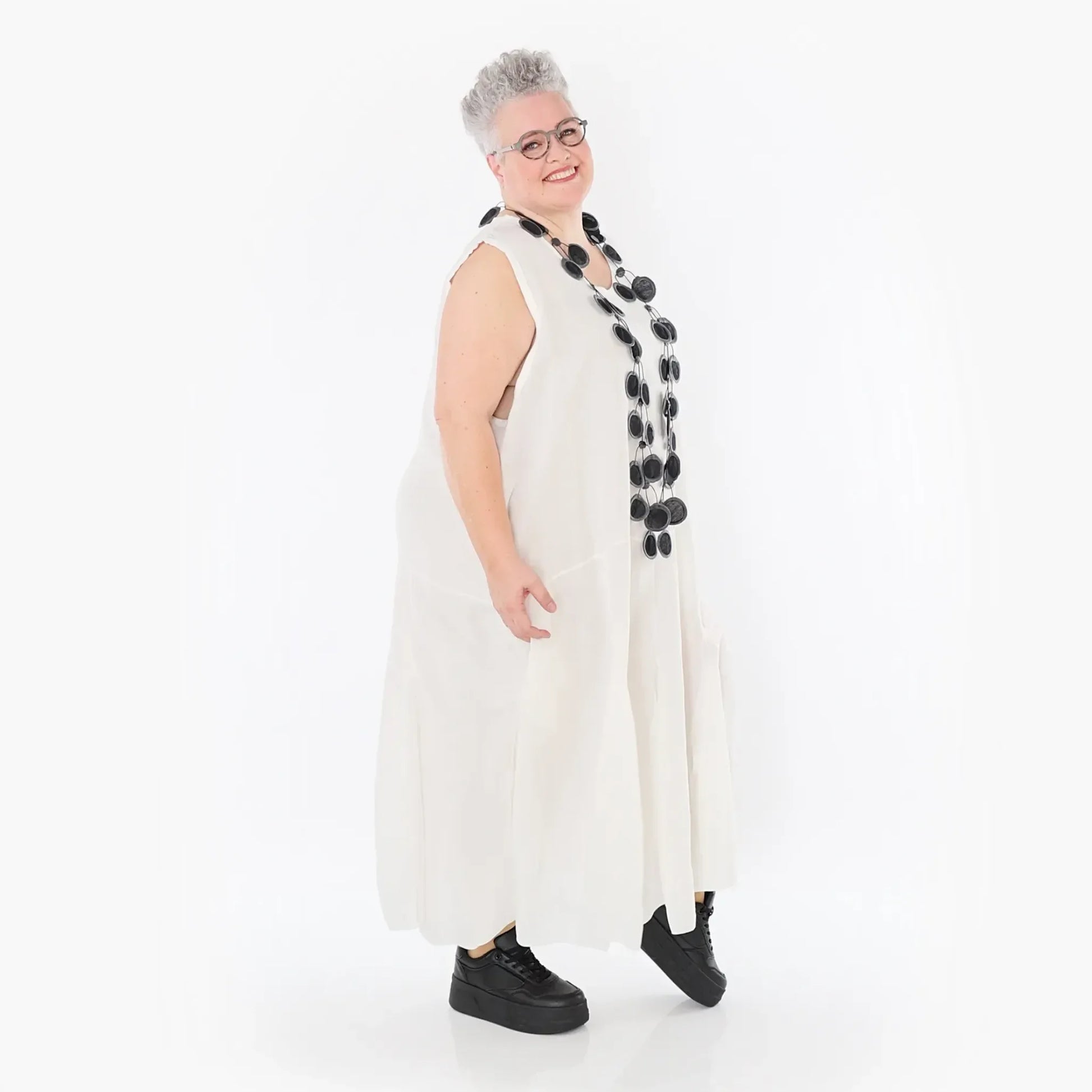  Ballonkleid von AKH Fashion aus Viskose, 1490.06972, Weiß, Ausgefallen, Zeitlos, Schick