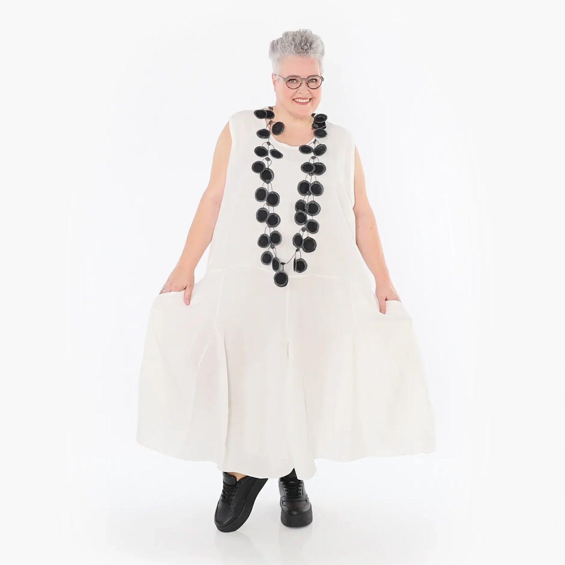  Ballonkleid von AKH Fashion aus Viskose, 1490.06972, Weiß, Ausgefallen, Zeitlos, Schick