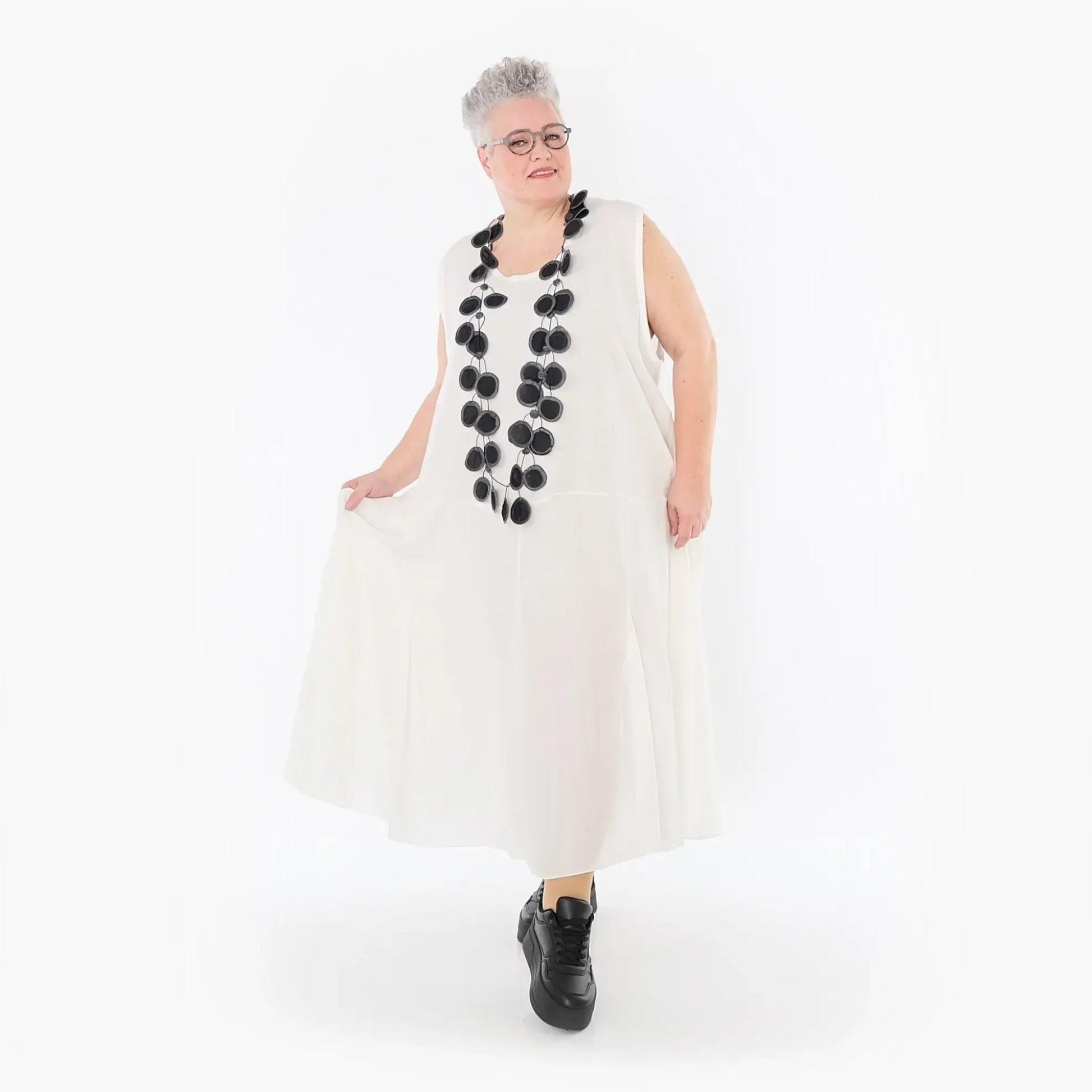  Ballonkleid von AKH Fashion aus Viskose, 1490.06972, Weiß, Ausgefallen, Zeitlos, Schick