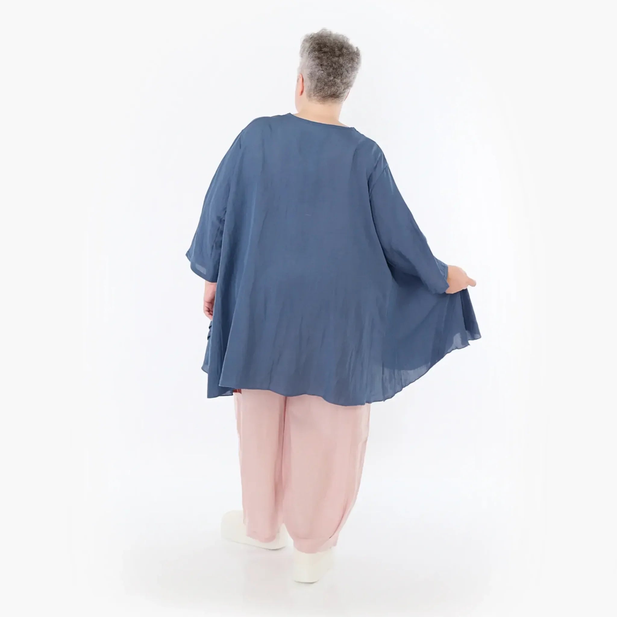  A-Form Bigshirt von AKH Fashion aus Viskose, 1490.07069, Azurblau, Ausgefallen, Zeitlos