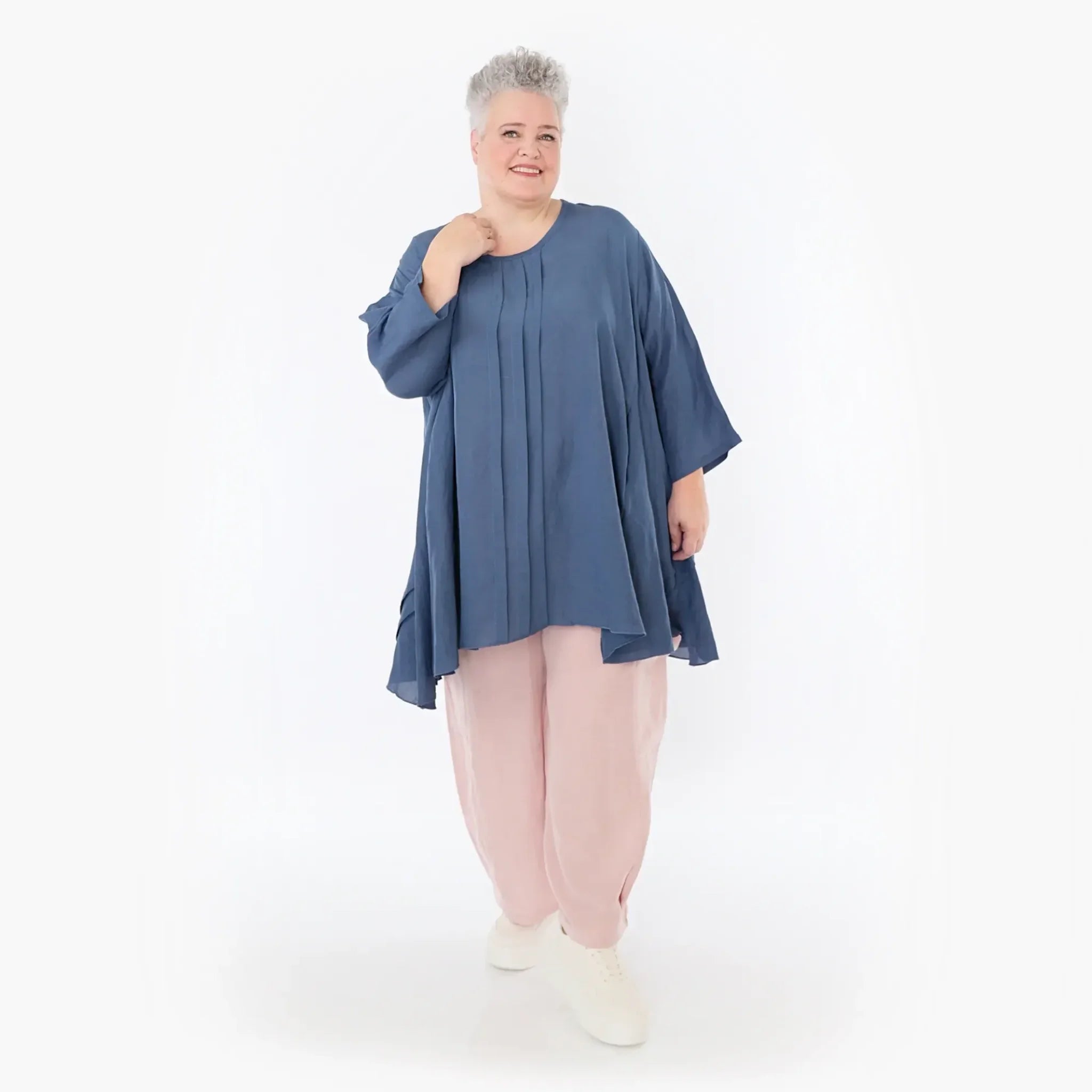  A-Form Bigshirt von AKH Fashion aus Viskose, 1490.07069, Azurblau, Ausgefallen, Zeitlos