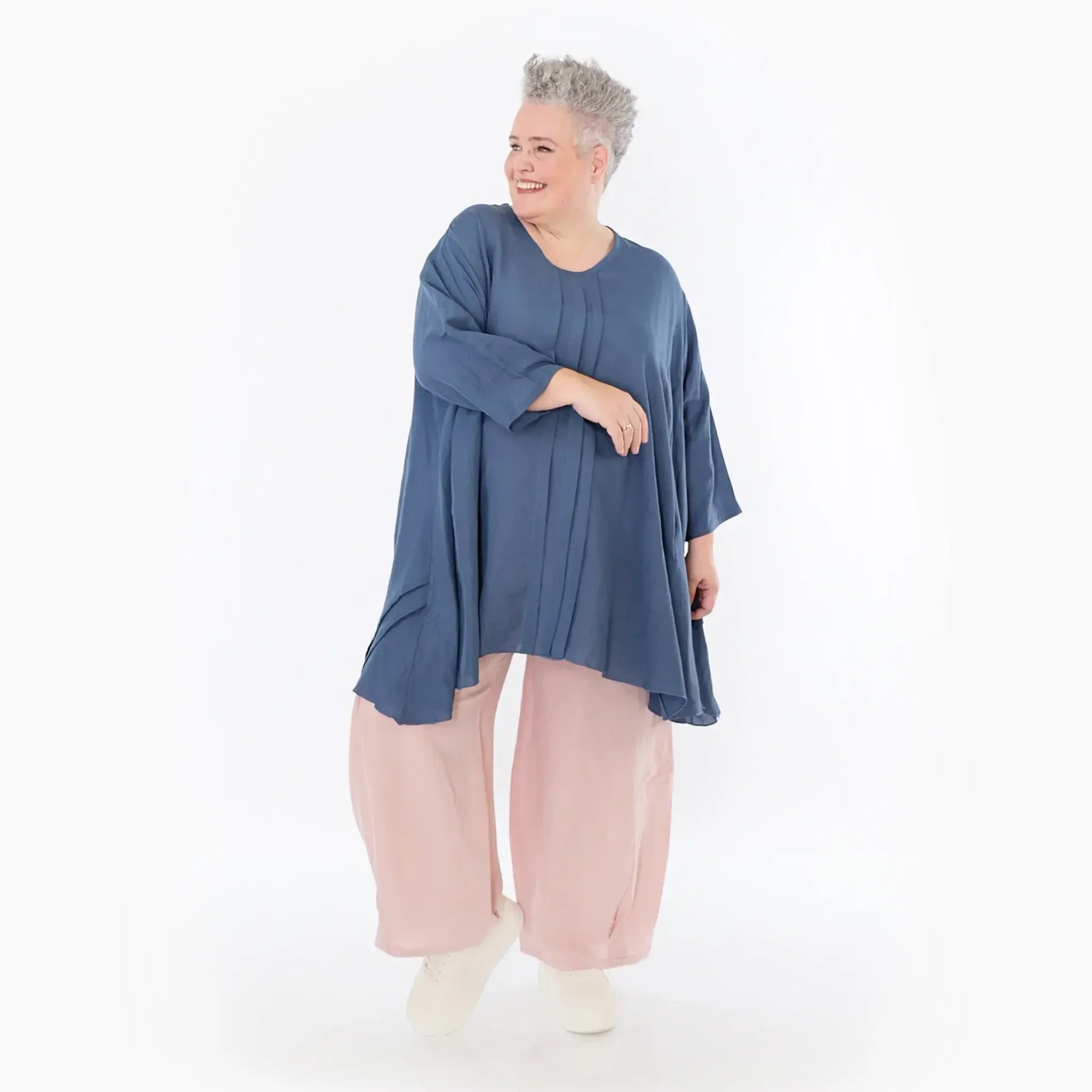  A-Form Bigshirt von AKH Fashion aus Viskose, 1490.07069, Azurblau, Ausgefallen, Zeitlos