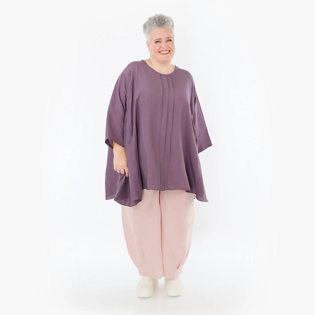  A-Form Bigshirt von AKH Fashion aus Viskose, 1490.07069, Pflaume, Ausgefallen, Zeitlos