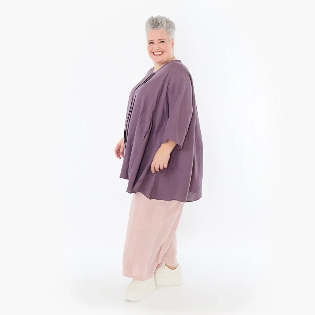  A-Form Bigshirt von AKH Fashion aus Viskose, 1490.07069, Pflaume, Ausgefallen, Zeitlos