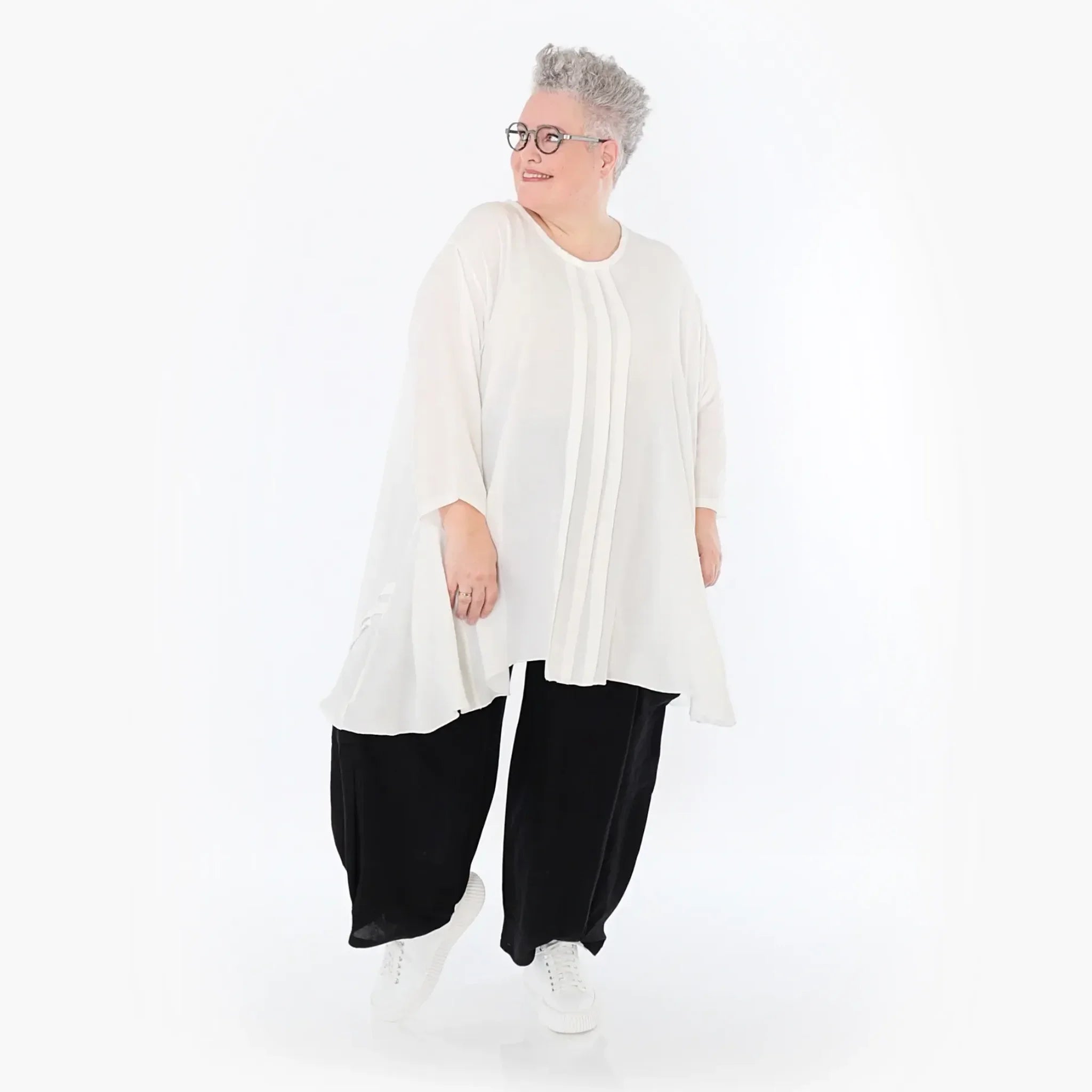 A-Form Bigshirt von AKH Fashion aus Viskose, 1490.07069, Weiß, Ausgefallen, Zeitlos, Schick