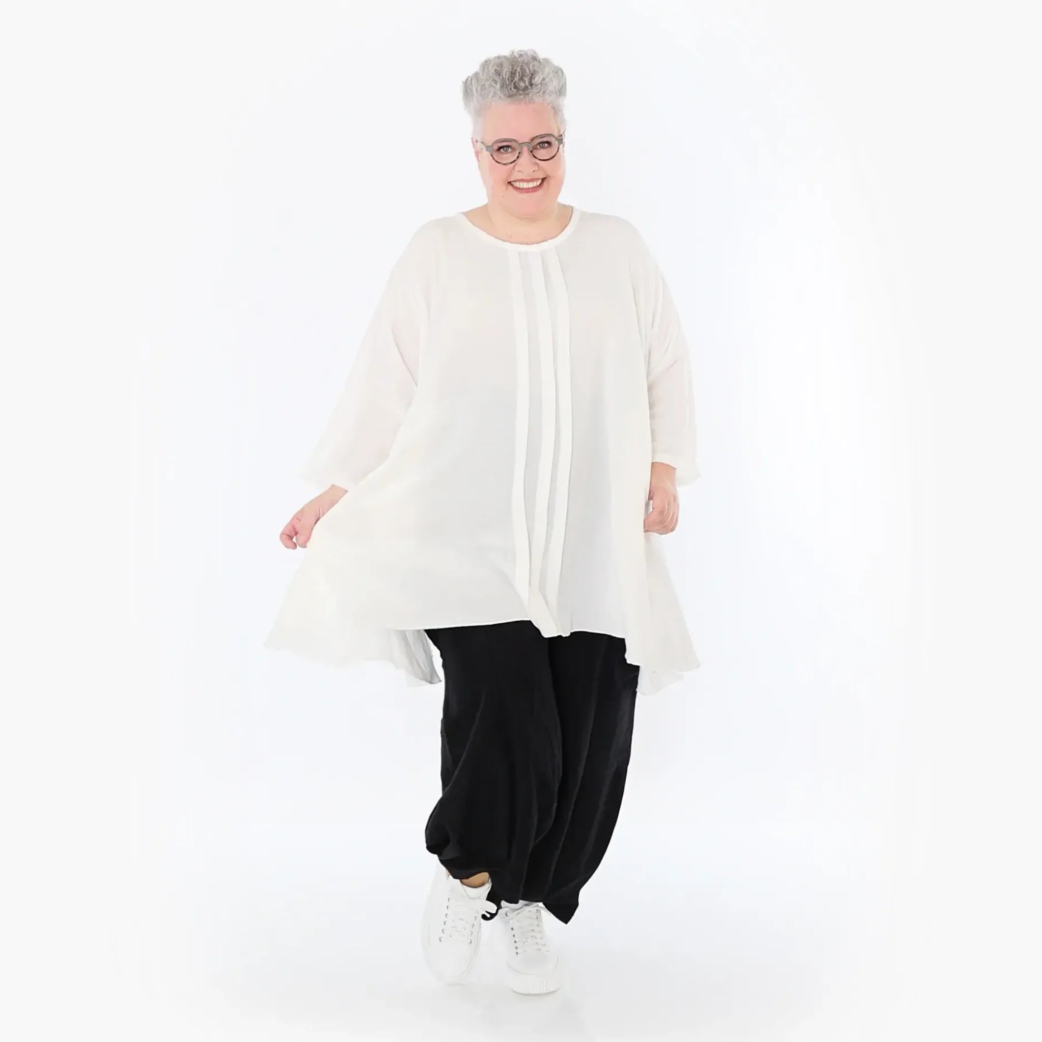 A-Form Bigshirt von AKH Fashion aus Viskose, 1490.07069, Weiß, Ausgefallen, Zeitlos, Schick