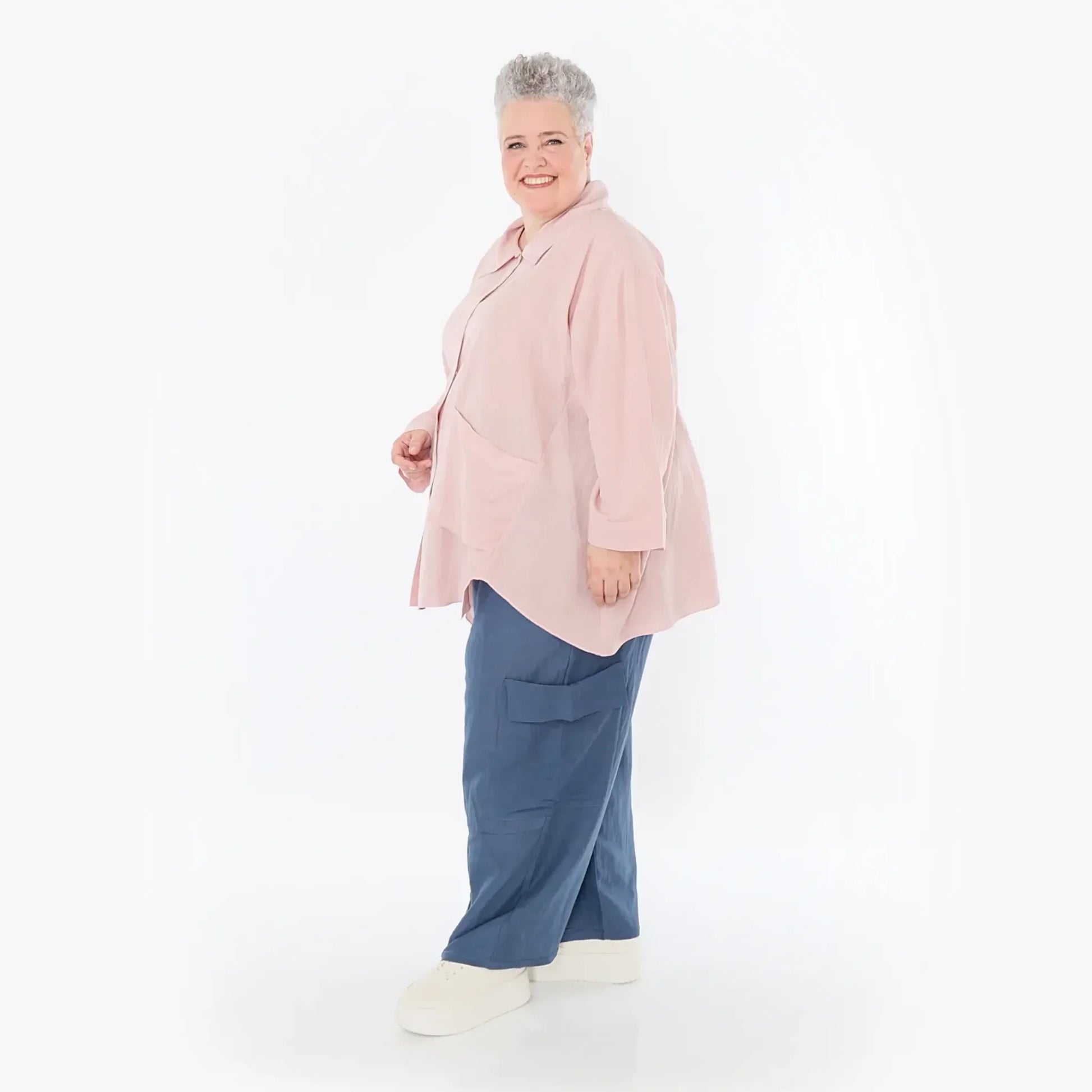  AKH Fashion Hose in gerader Form, aus Viskose, 1490.07076, Azurblau, Ausgefallen, Zeitlos