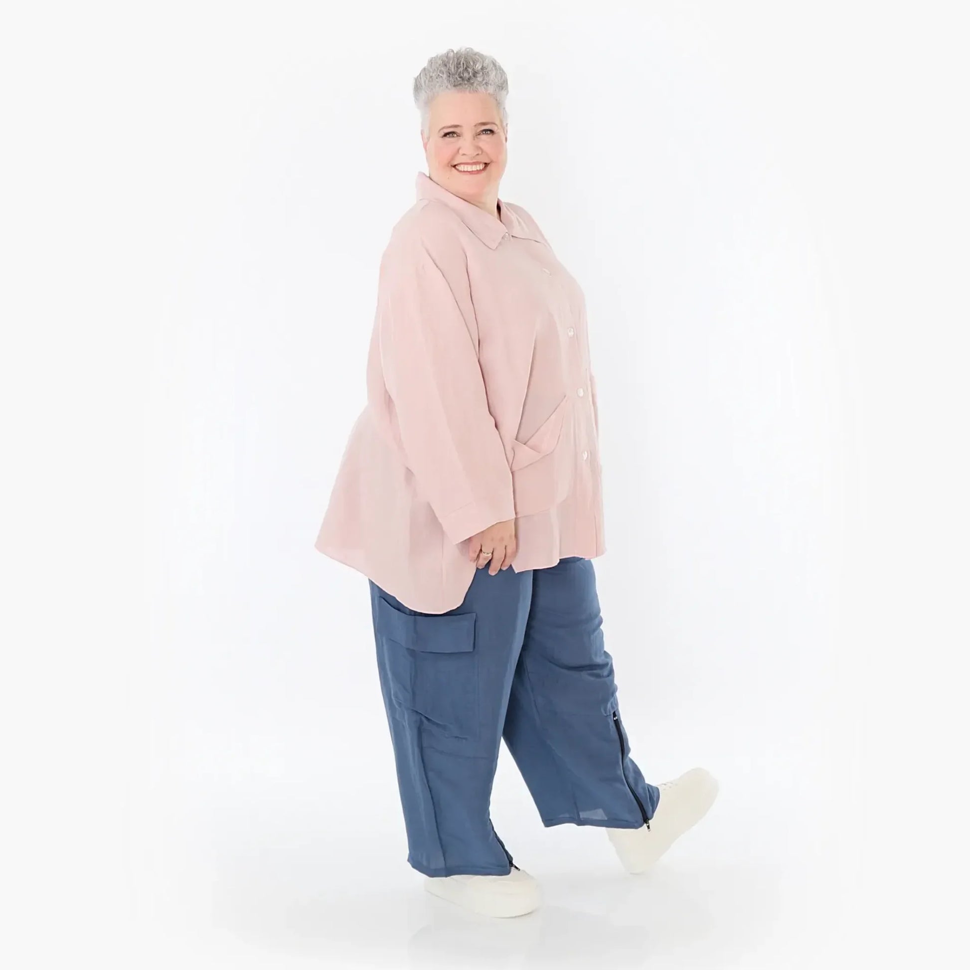  AKH Fashion Hose in gerader Form, aus Viskose, 1490.07076, Azurblau, Ausgefallen, Zeitlos