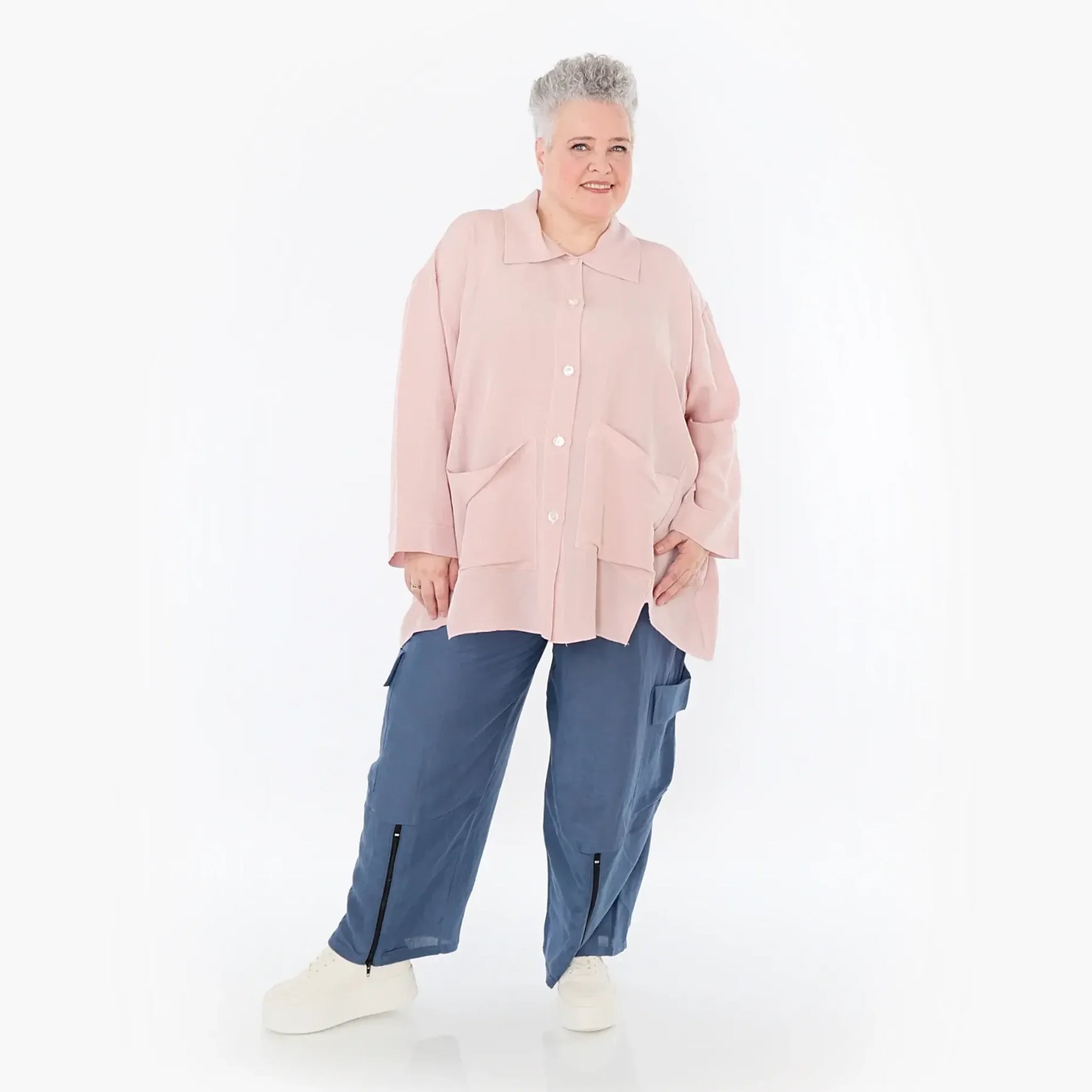 AKH Fashion Hose in gerader Form, aus Viskose, 1490.07076, Azurblau, Ausgefallen, Zeitlos