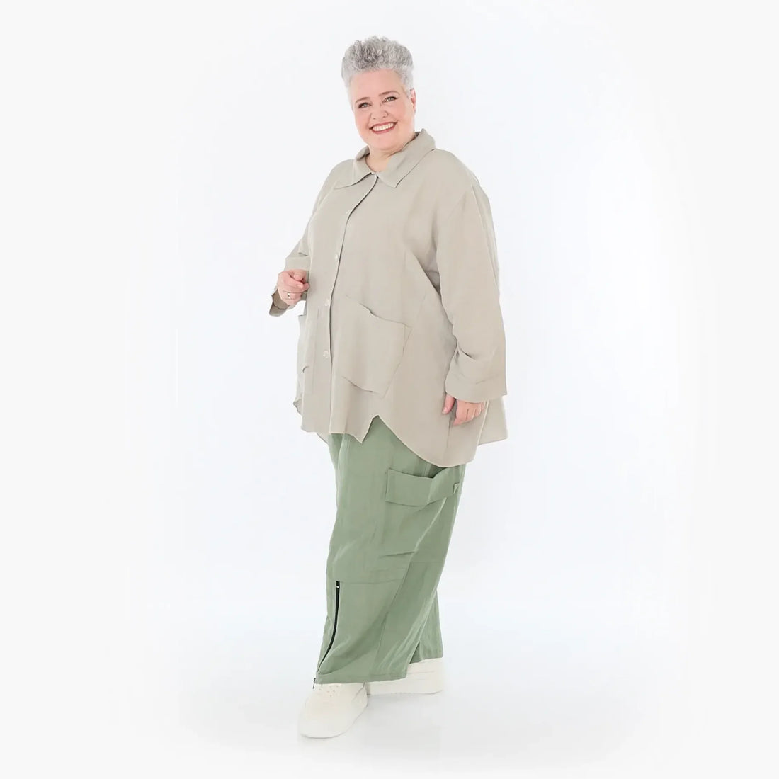  AKH Fashion Hose in gerader Form, aus Viskose, 1490.07076, Khaki, Ausgefallen, Zeitlos