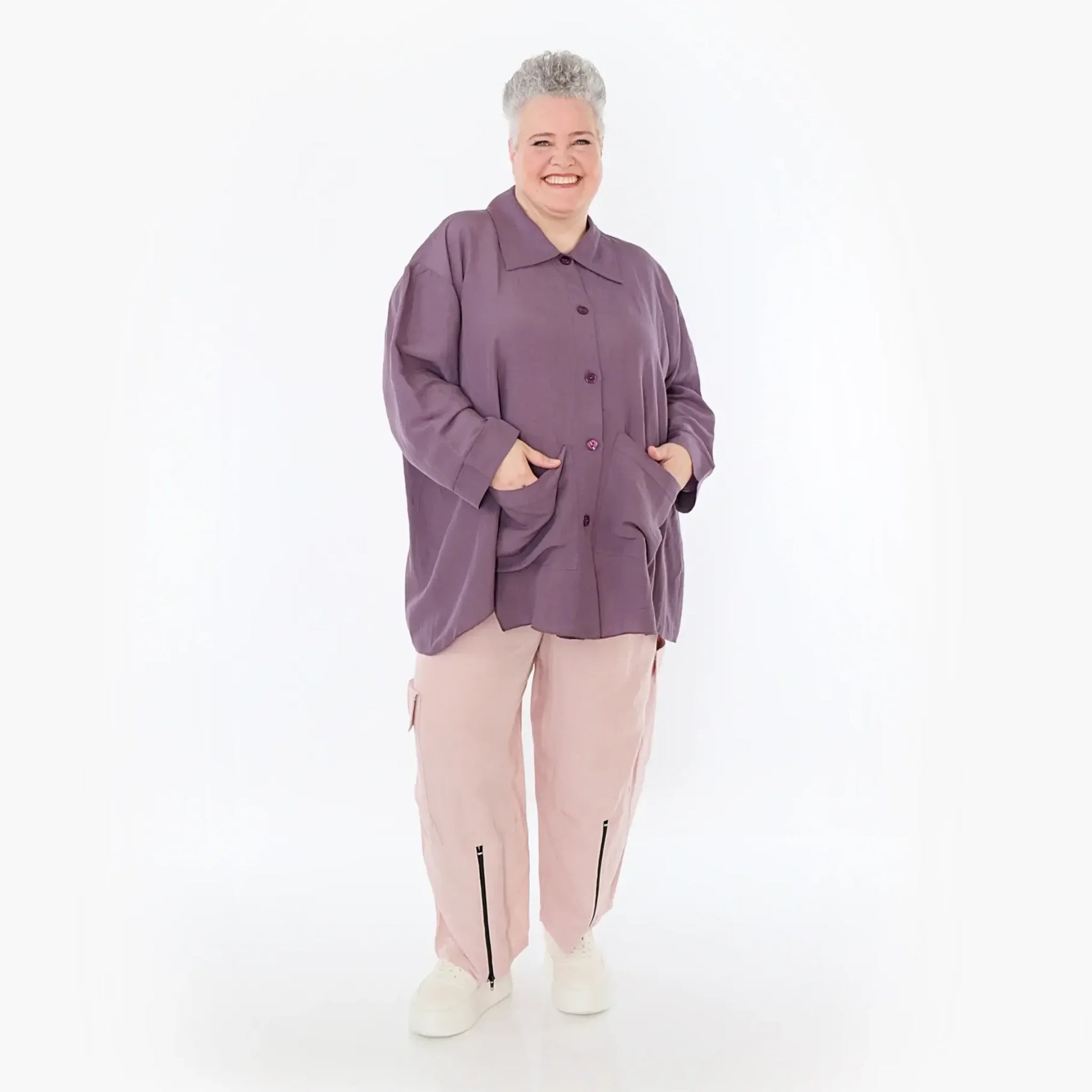  AKH Fashion Hose in gerader Form, aus Viskose, 1490.07076, Mauve, Ausgefallen, Zeitlos