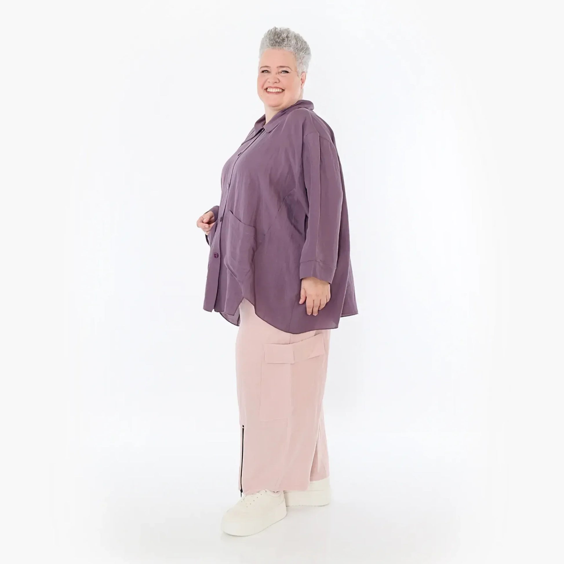  AKH Fashion Hose in gerader Form, aus Viskose, 1490.07076, Mauve, Ausgefallen, Zeitlos