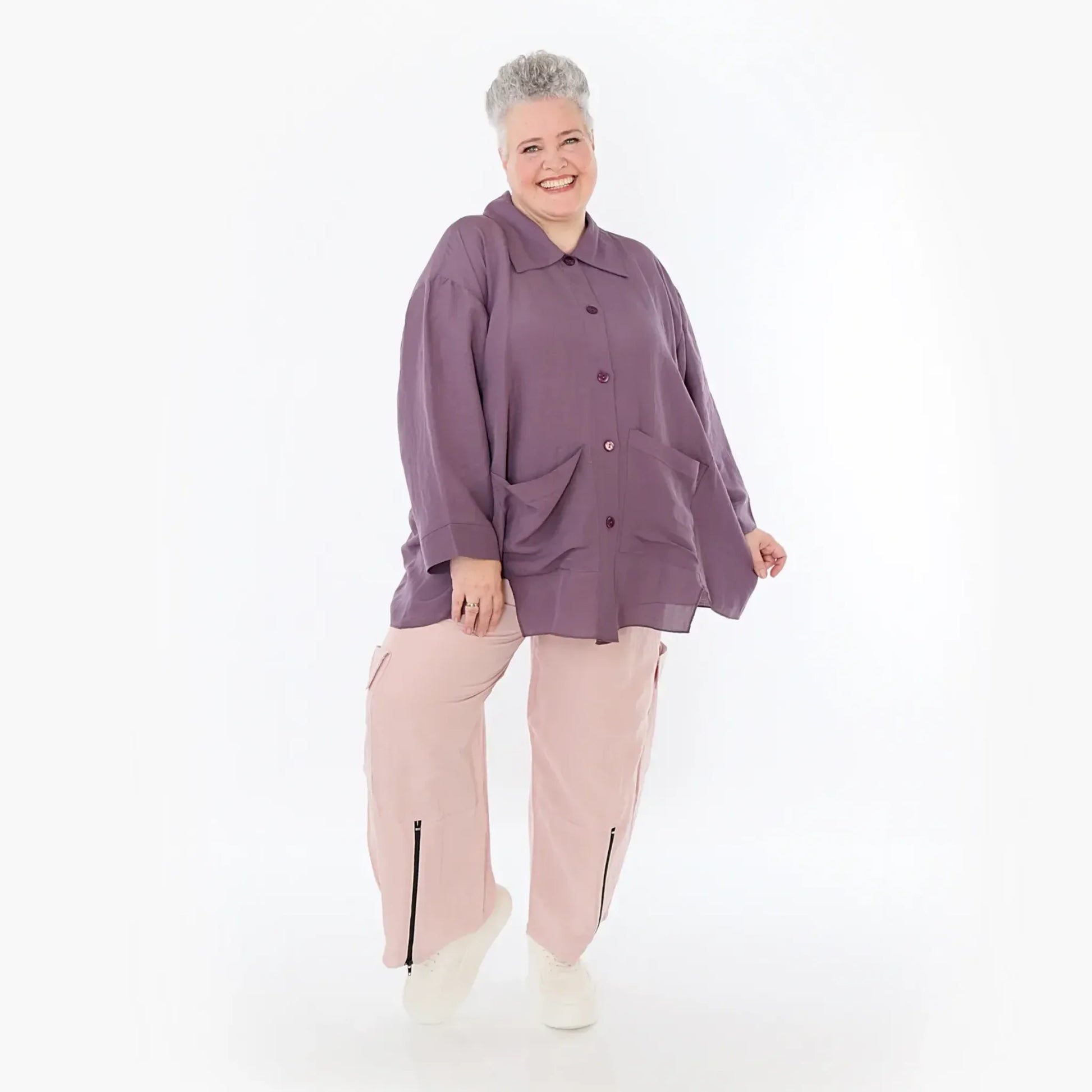  AKH Fashion Hose in gerader Form, aus Viskose, 1490.07076, Mauve, Ausgefallen, Zeitlos