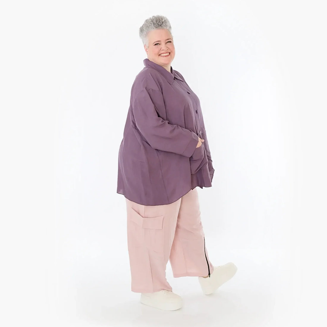  AKH Fashion Hose in gerader Form, aus Viskose, 1490.07076, Mauve, Ausgefallen, Zeitlos