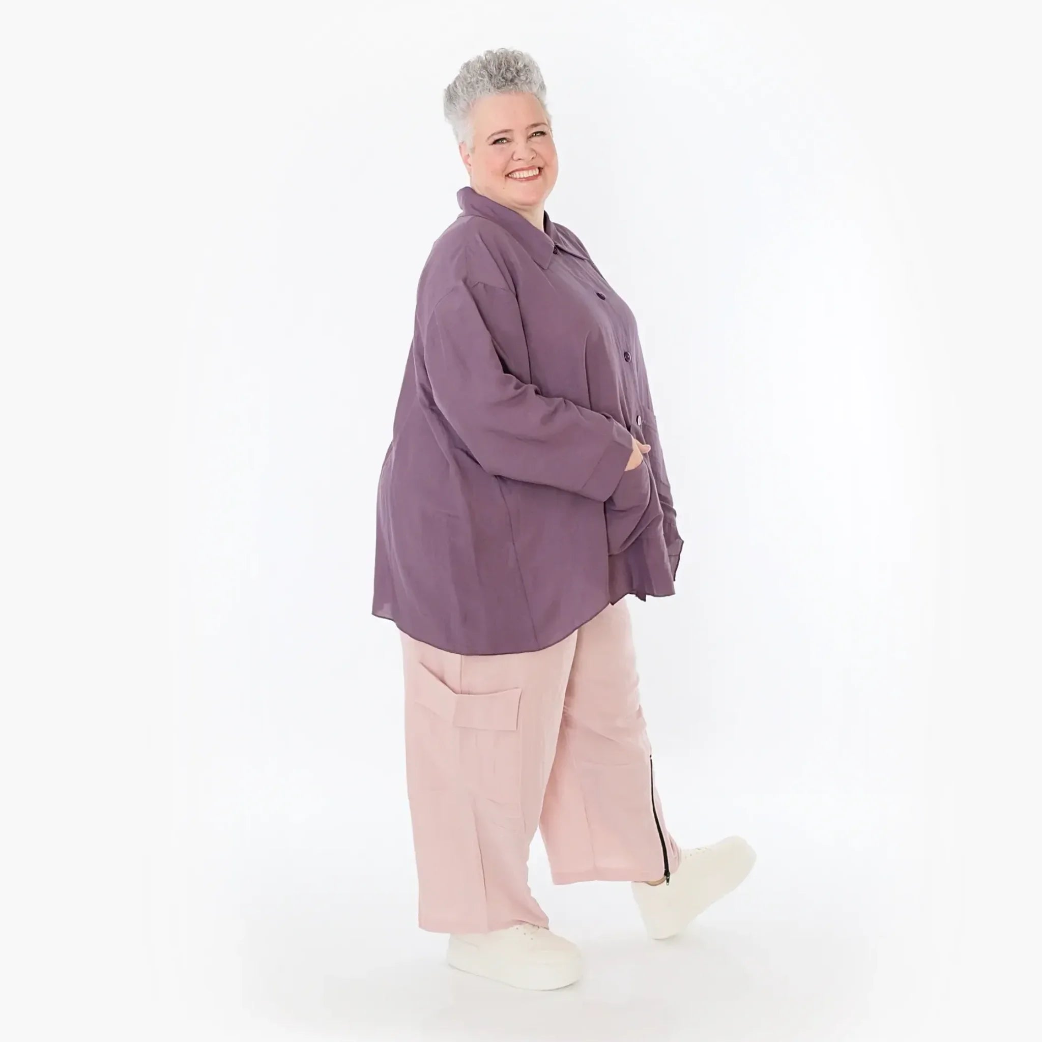  AKH Fashion Hose in gerader Form, aus Viskose, 1490.07076, Mauve, Ausgefallen, Zeitlos
