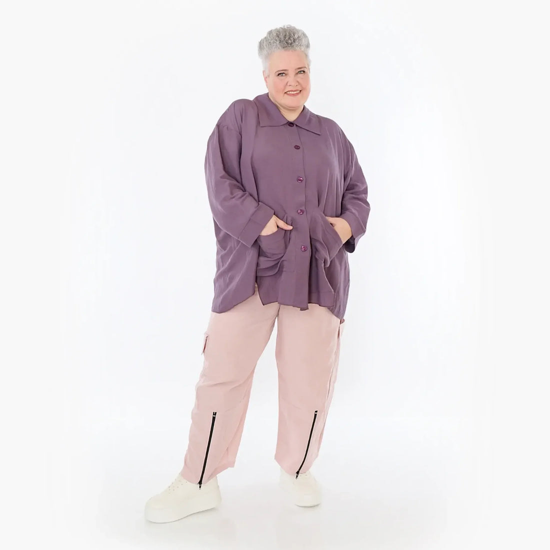  AKH Fashion Hose in gerader Form, aus Viskose, 1490.07076, Mauve, Ausgefallen, Zeitlos