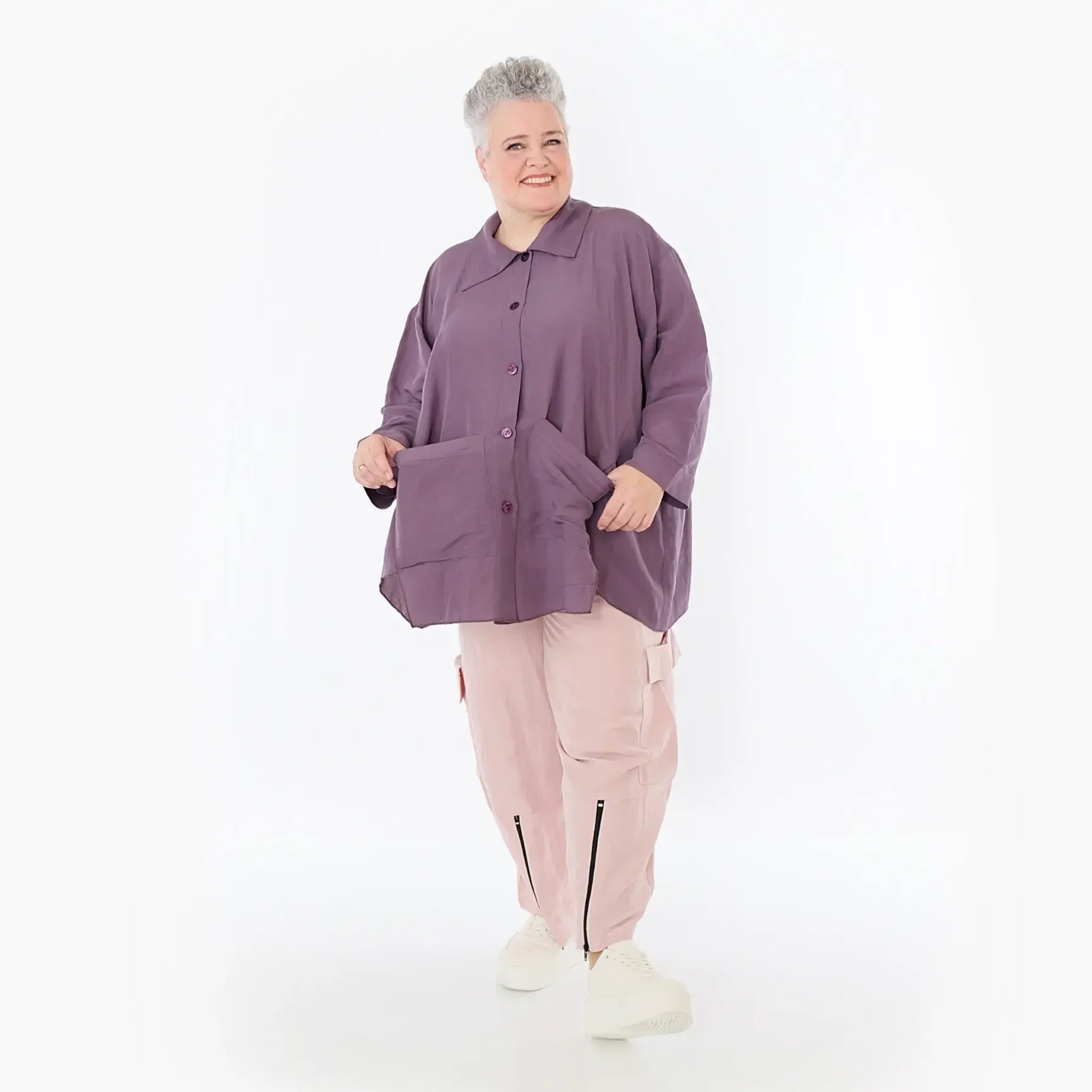  AKH Fashion Hose in gerader Form, aus Viskose, 1490.07076, Mauve, Ausgefallen, Zeitlos