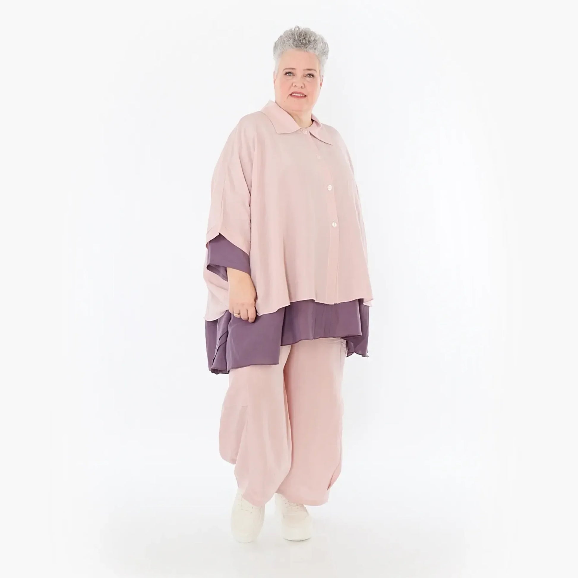  AKH Fashion Jacke in gerundeter Form, aus Viskose, 1490.07092, Mauve, Ausgefallen, Zeitlos