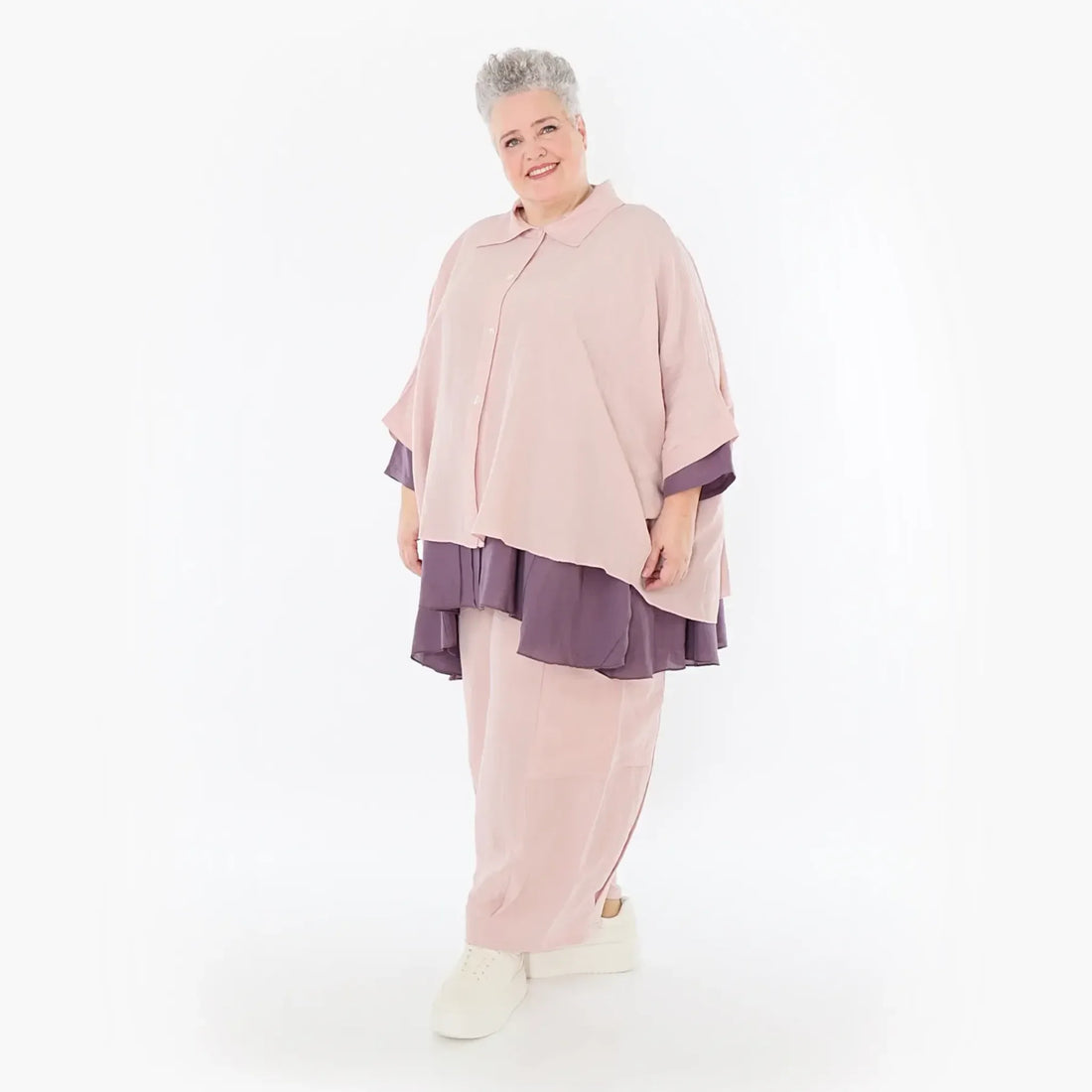  AKH Fashion Jacke in gerundeter Form, aus Viskose, 1490.07092, Mauve, Ausgefallen, Zeitlos
