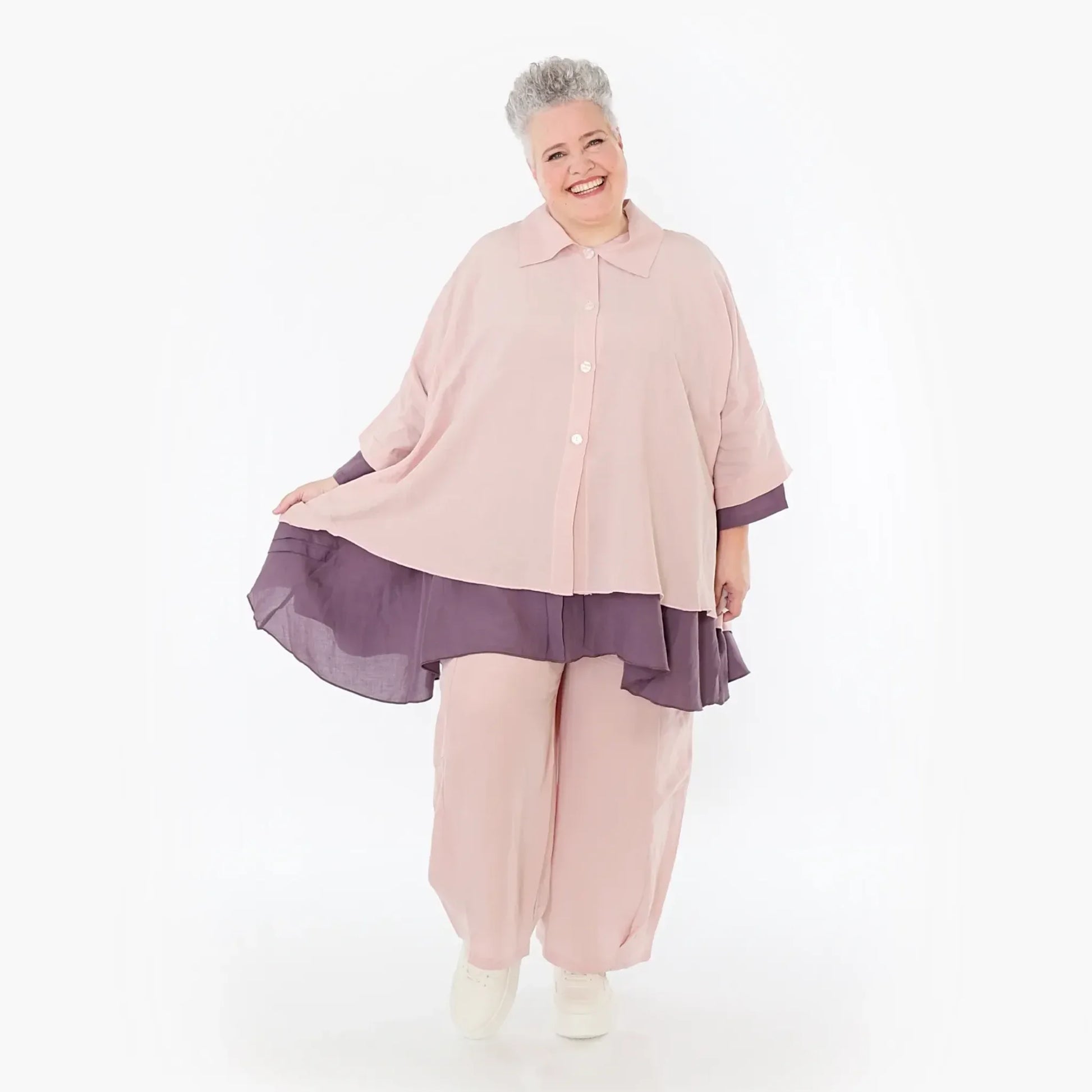  AKH Fashion Jacke in gerundeter Form, aus Viskose, 1490.07092, Mauve, Ausgefallen, Zeitlos