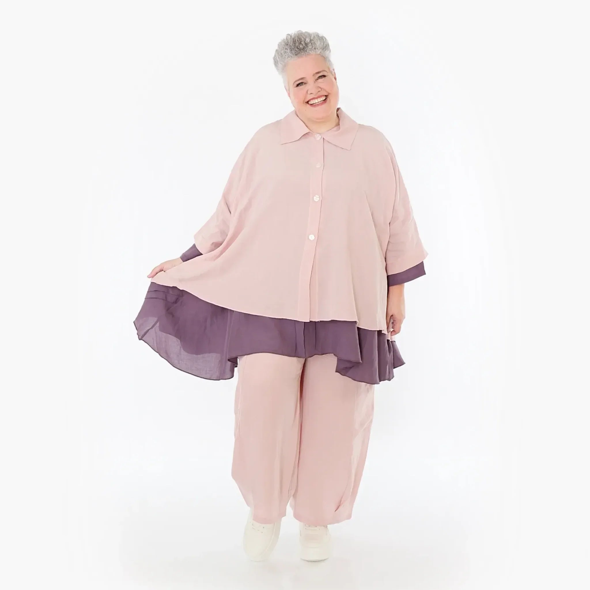  AKH Fashion Jacke in gerundeter Form, aus Viskose, 1490.07092, Mauve, Ausgefallen, Zeitlos