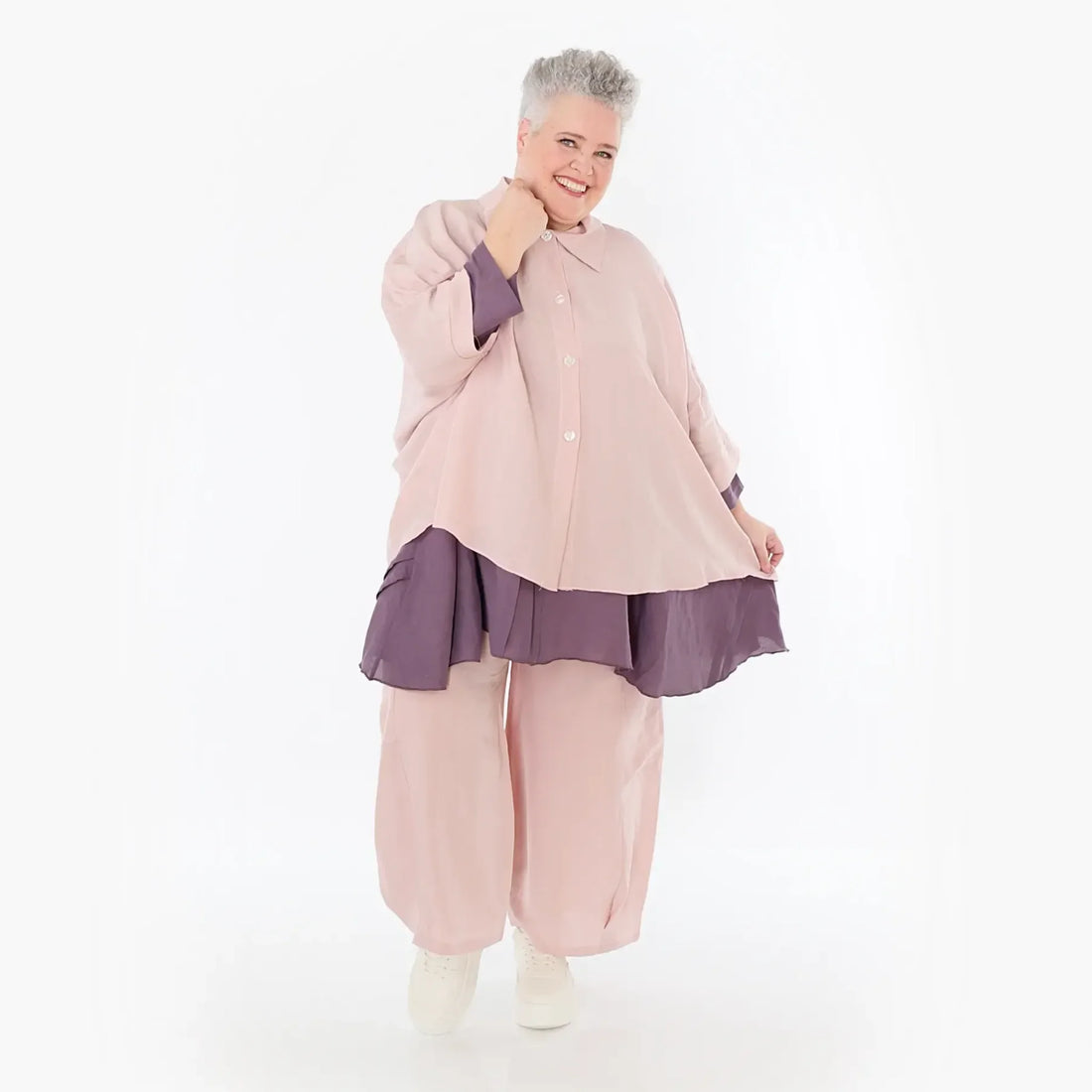  AKH Fashion Jacke in gerundeter Form, aus Viskose, 1490.07092, Mauve, Ausgefallen, Zeitlos