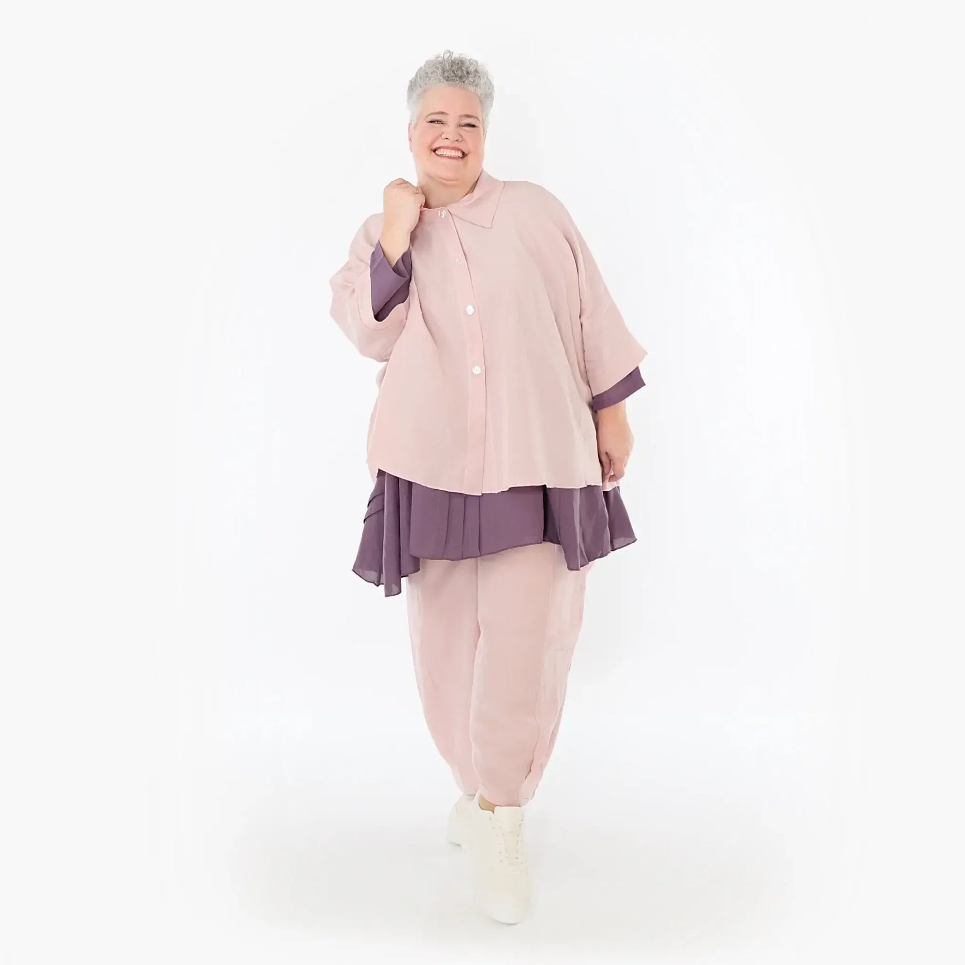  AKH Fashion Jacke in gerundeter Form, aus Viskose, 1490.07092, Mauve, Ausgefallen, Zeitlos