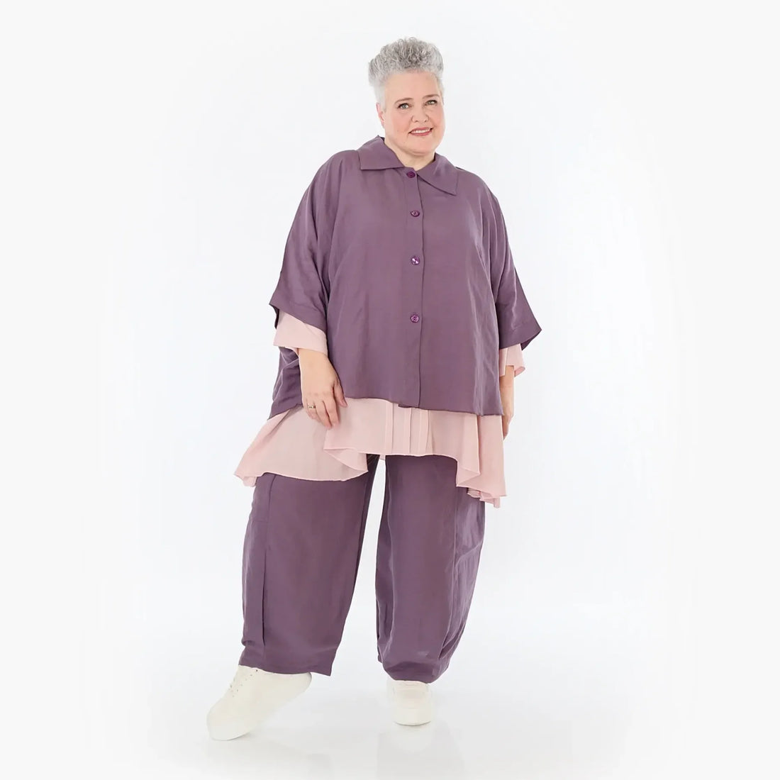  AKH Fashion Jacke in gerundeter Form, aus Viskose, 1490.07092, Pflaume, Ausgefallen
