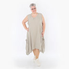  Ballonkleid von AKH Fashion aus Viskose, 1490.07093, Beige, Ausgefallen, Zeitlos, Schick