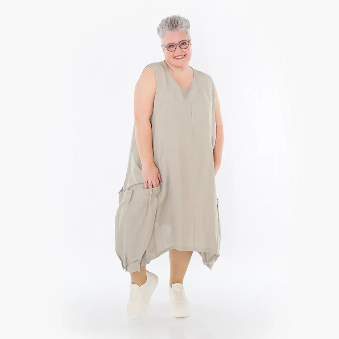  Ballonkleid von AKH Fashion aus Viskose, 1490.07093, Beige, Ausgefallen, Zeitlos, Schick