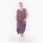  Ballonkleid von AKH Fashion aus Viskose, 1490.07093, Pflaume, Ausgefallen, Zeitlos, Schick