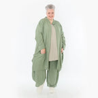  Ballon Cardigan von AKH Fashion aus Viskose, 1490.07094, Khaki, Ausgefallen, Zeitlos