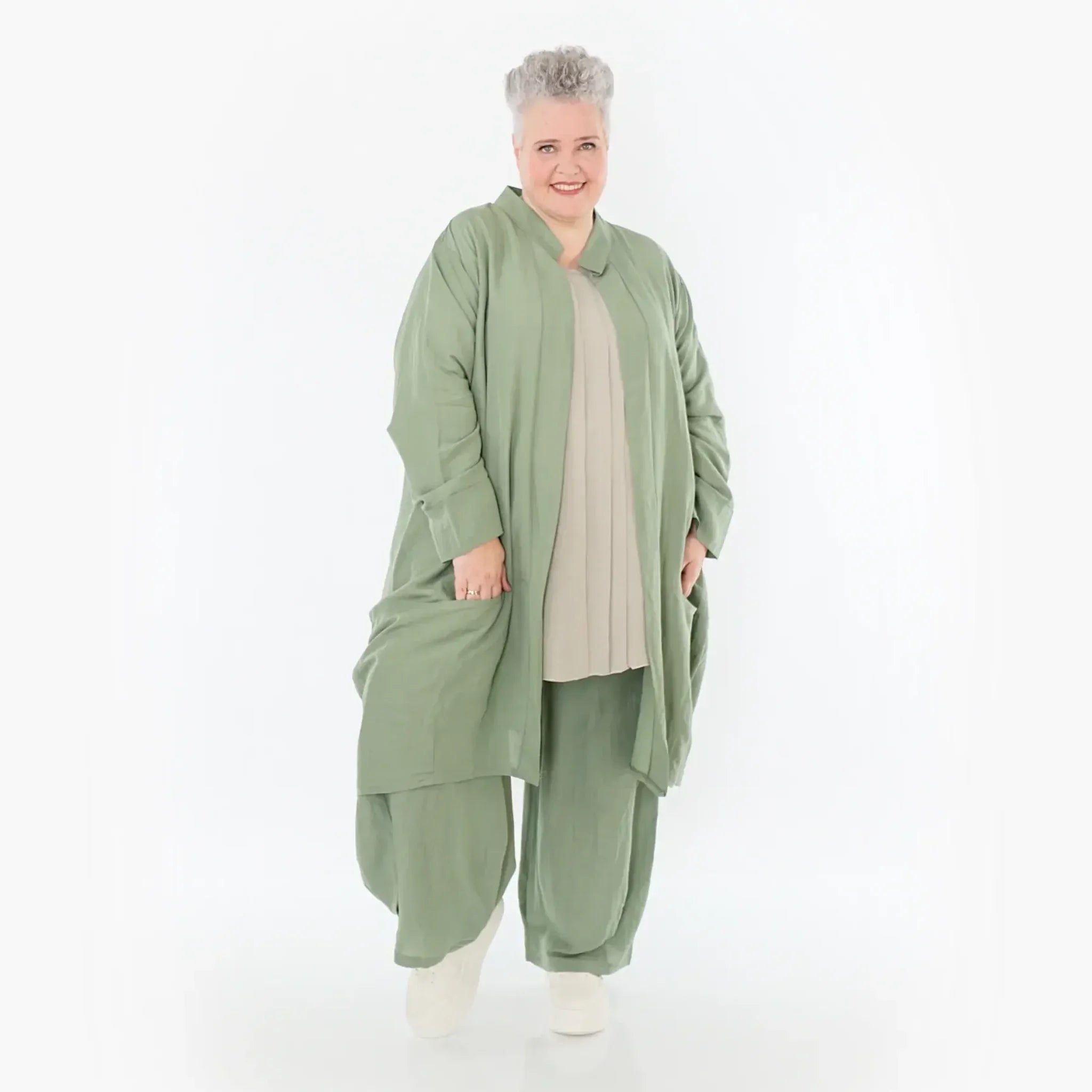  Ballon Cardigan von AKH Fashion aus Viskose, 1490.07094, Khaki, Ausgefallen, Zeitlos