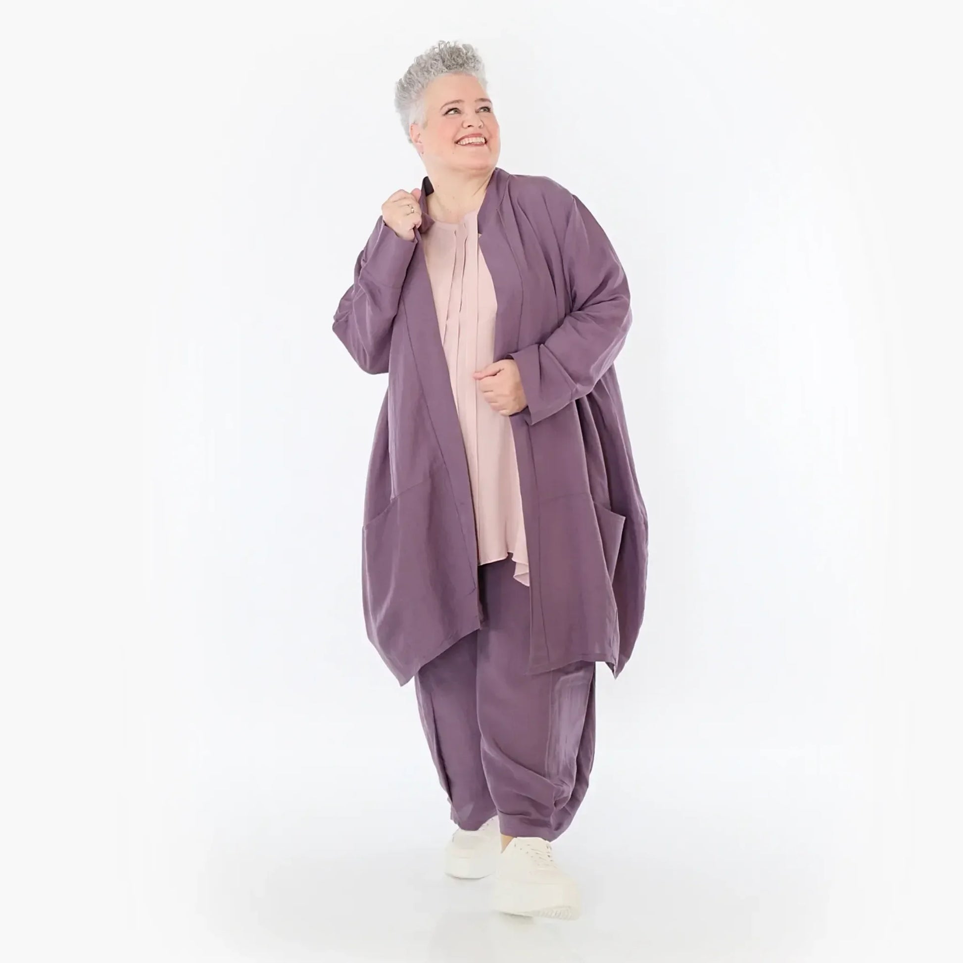  Ballon Cardigan von AKH Fashion aus Viskose, 1490.07094, Pflaume, Ausgefallen, Zeitlos