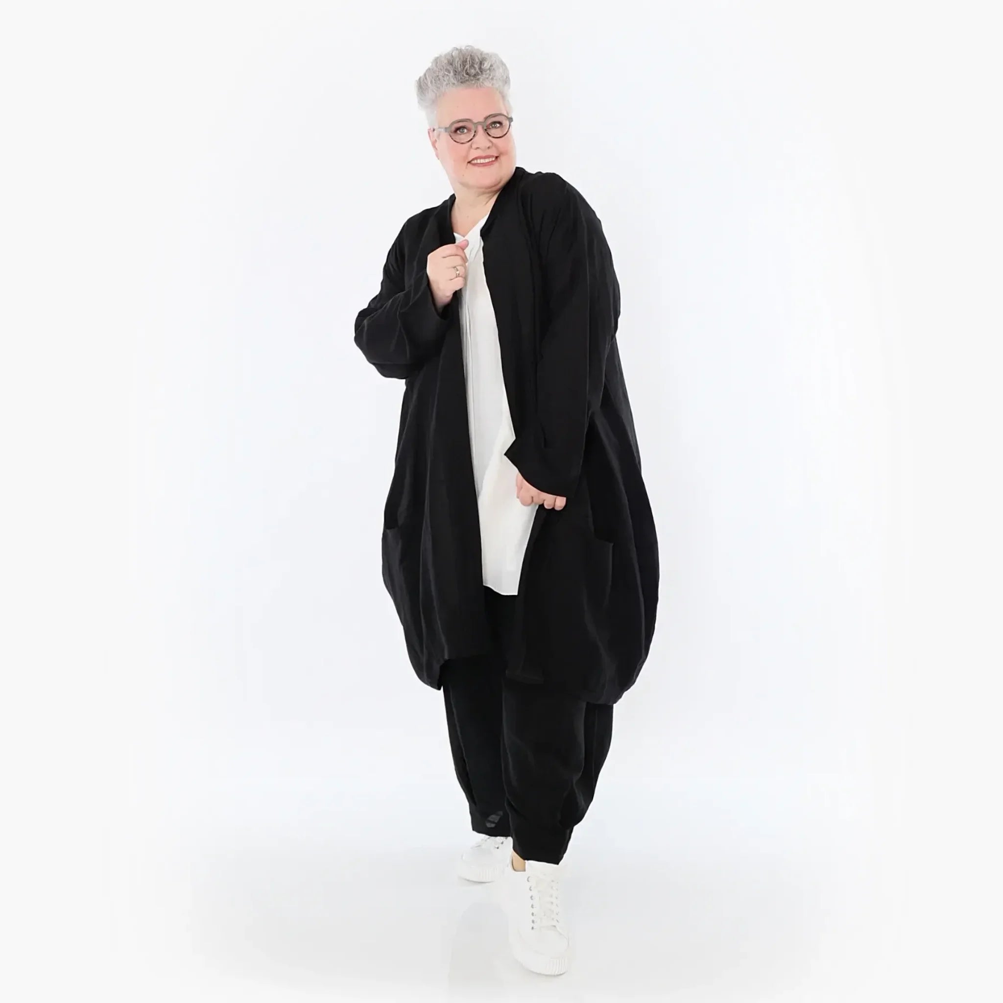 Ballon Cardigan von AKH Fashion aus Viskose, 1490.07094, Schwarz, Ausgefallen, Zeitlos