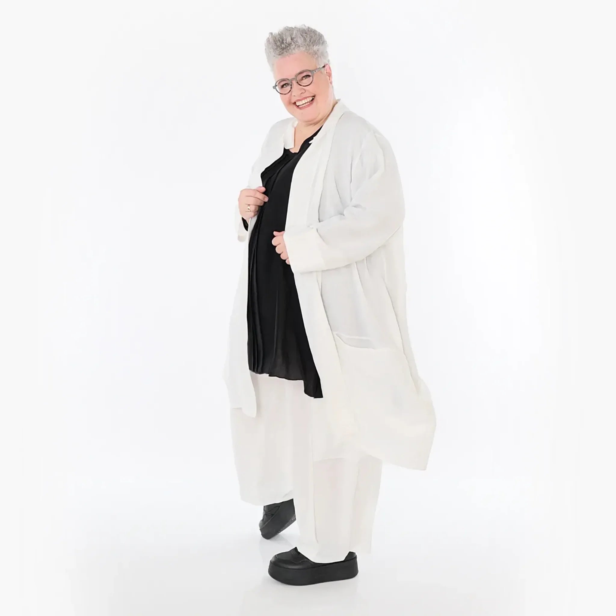  Ballon Cardigan von AKH Fashion aus Viskose, 1490.07094, Weiß, Ausgefallen, Zeitlos