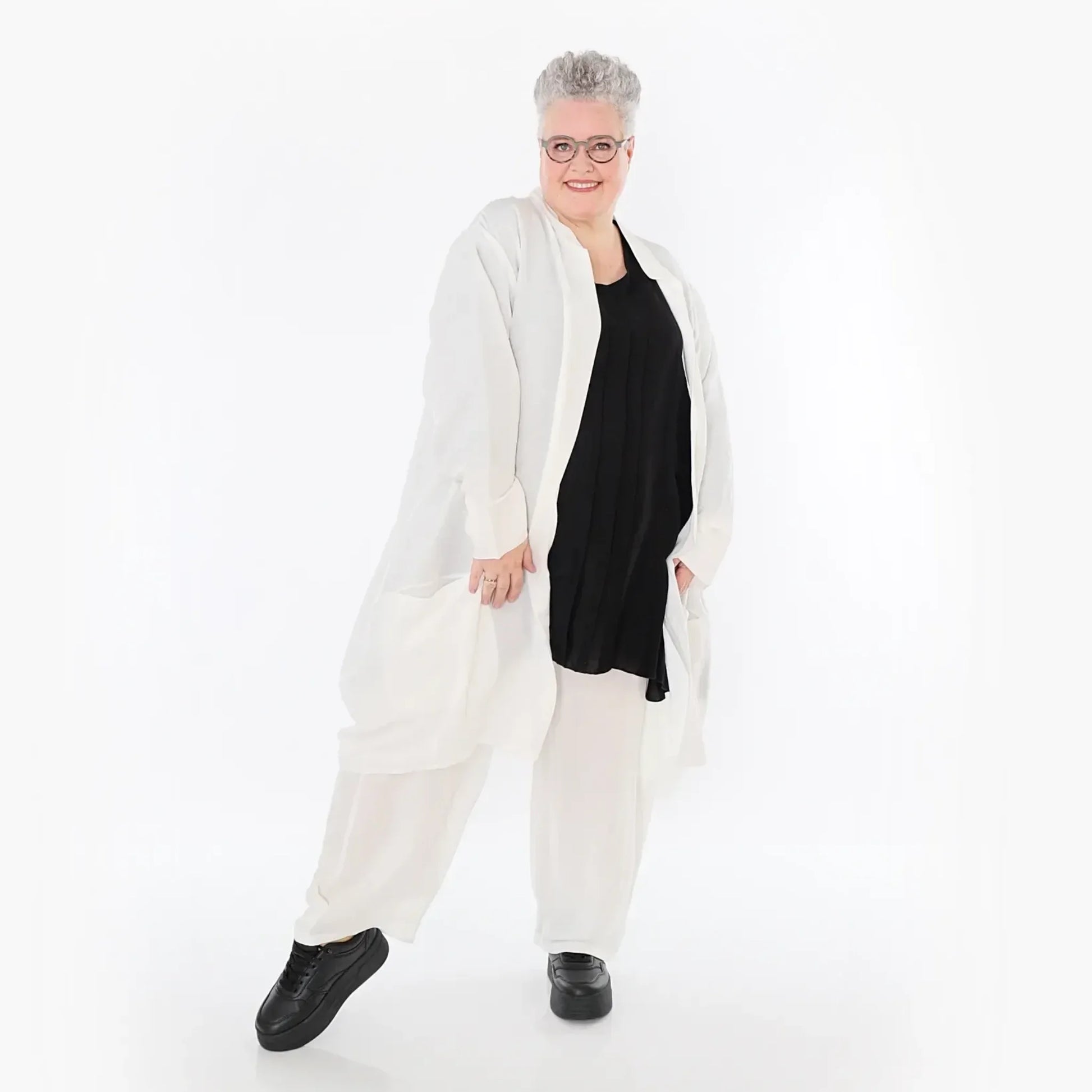  Ballon Cardigan von AKH Fashion aus Viskose, 1490.07094, Weiß, Ausgefallen, Zeitlos