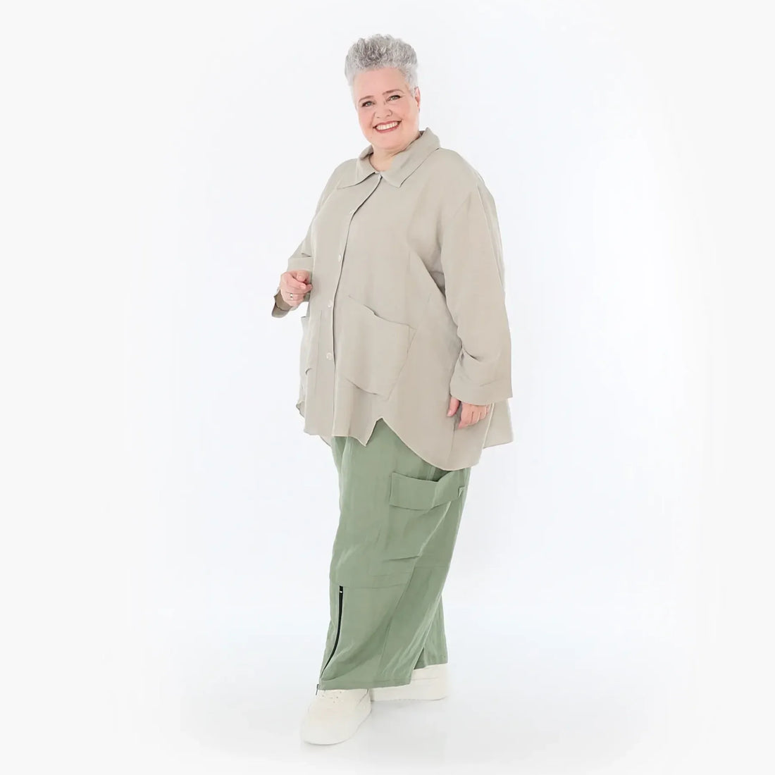  A-Form Jacke von AKH Fashion aus Viskose, 1490.07095, Beige, Ausgefallen, Zeitlos, Schick