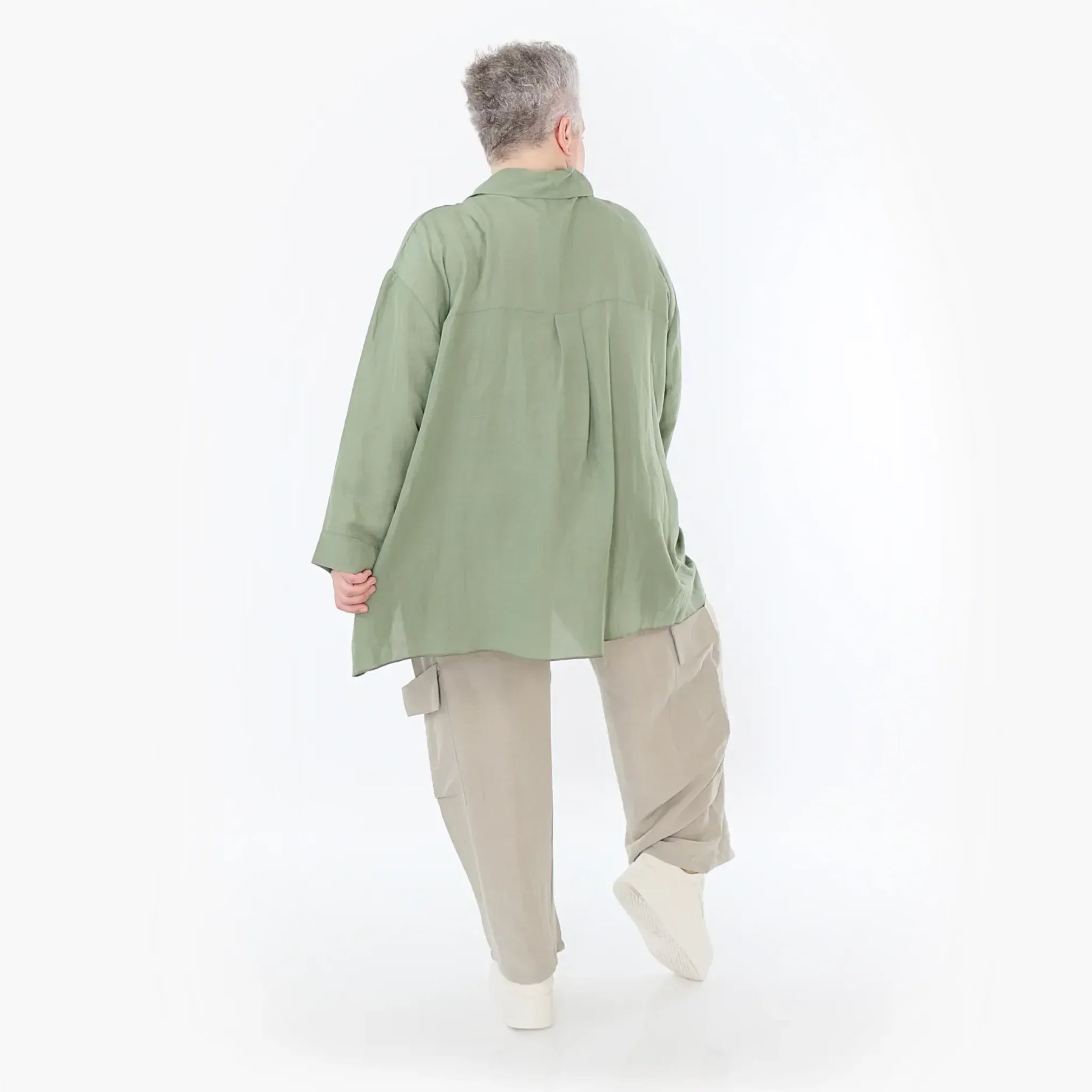  A-Form Jacke von AKH Fashion aus Viskose, 1490.07095, Khaki, Ausgefallen, Zeitlos, Schick