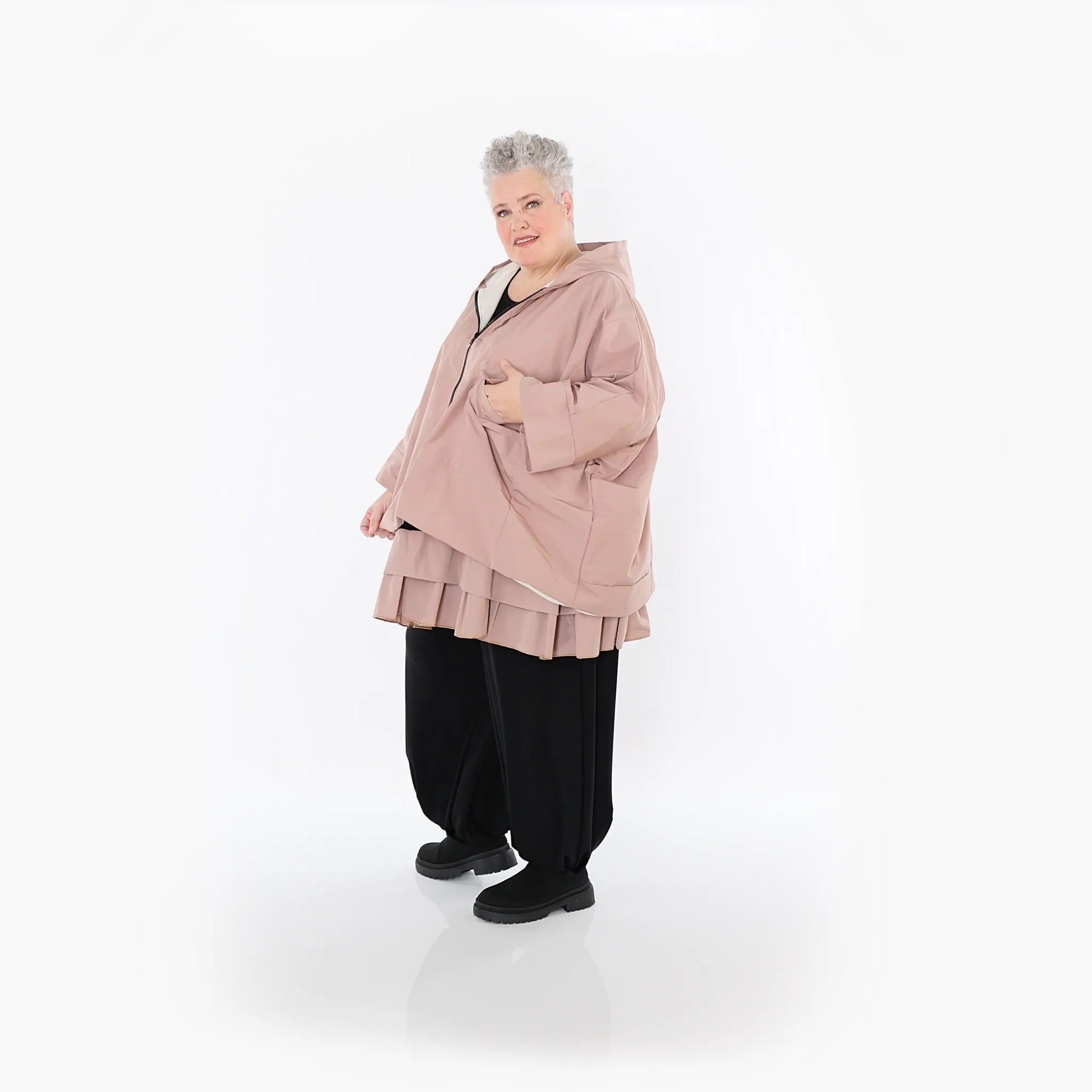  AKH Fashion Jacke in kastiger Form, aus Baumwolle, 1493.07076, Mauve, Ausgefallen, Zeitlos