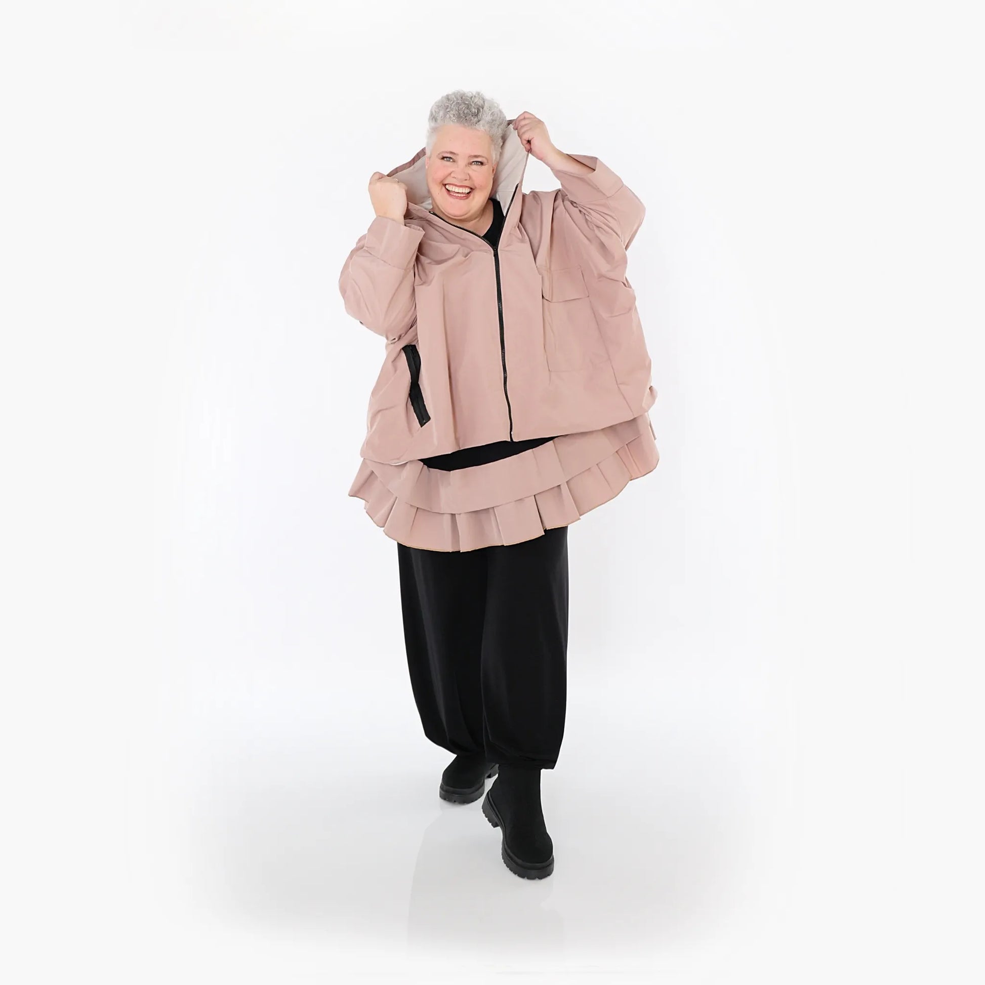  AKH Fashion Jacke in kastiger Form, aus Baumwolle, 1493.07076, Mauve, Ausgefallen, Zeitlos
