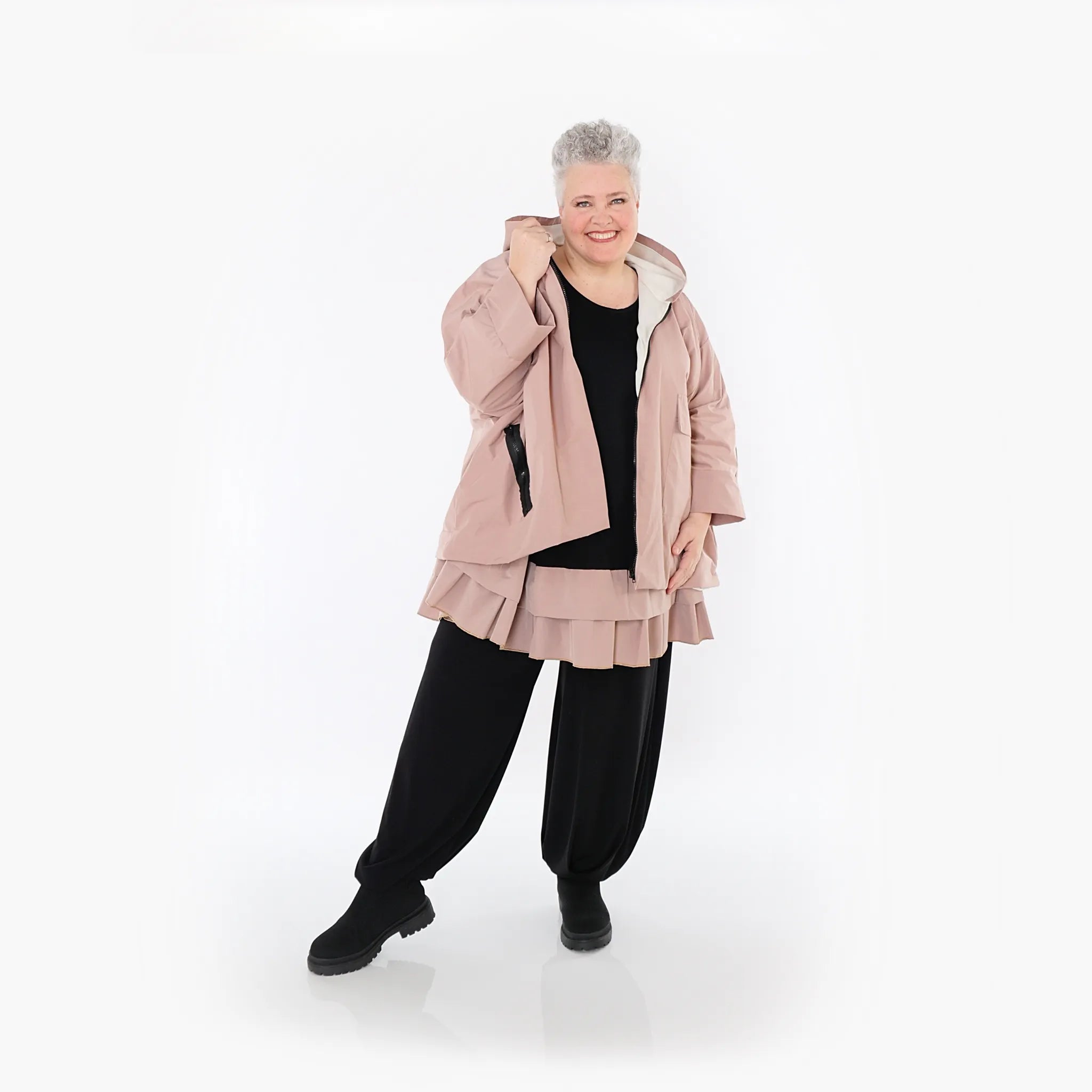  AKH Fashion Jacke in kastiger Form, aus Baumwolle, 1493.07076, Mauve, Ausgefallen, Zeitlos