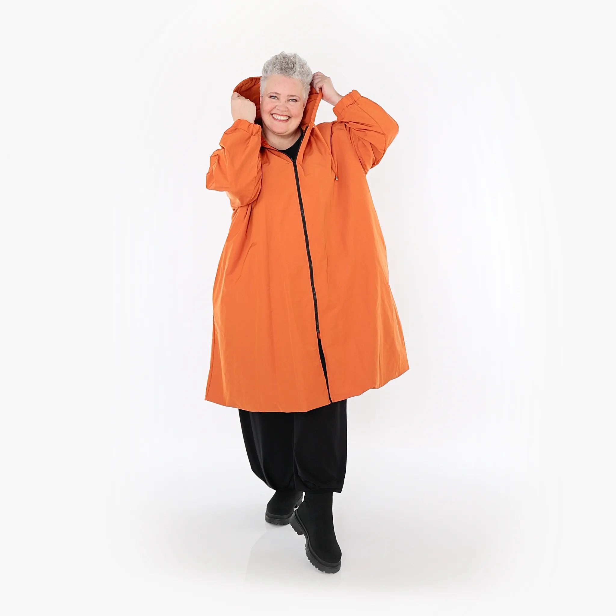  AKH Fashion Mantel in gerader Form, aus Baumwolle, 1493.07102, Orange, Ausgefallen, Schick