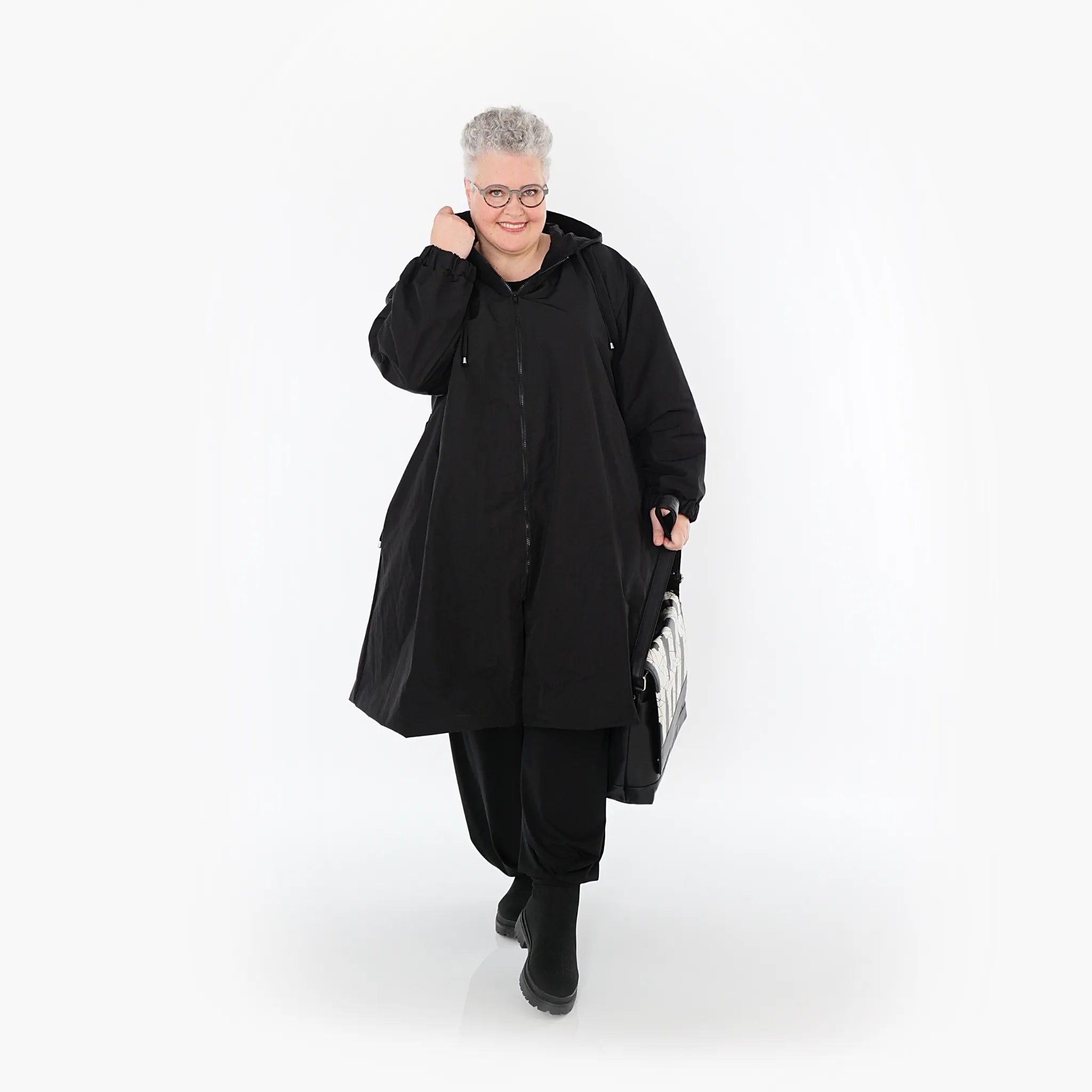  AKH Fashion Mantel in gerader Form, aus Baumwolle, 1493.07102, Schwarz, Ausgefallen