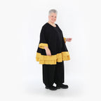 A-Form Bigshirt von AKH Fashion aus Viskose, 1493.07103, Schwarz/Honiggelb, Ausgefallen