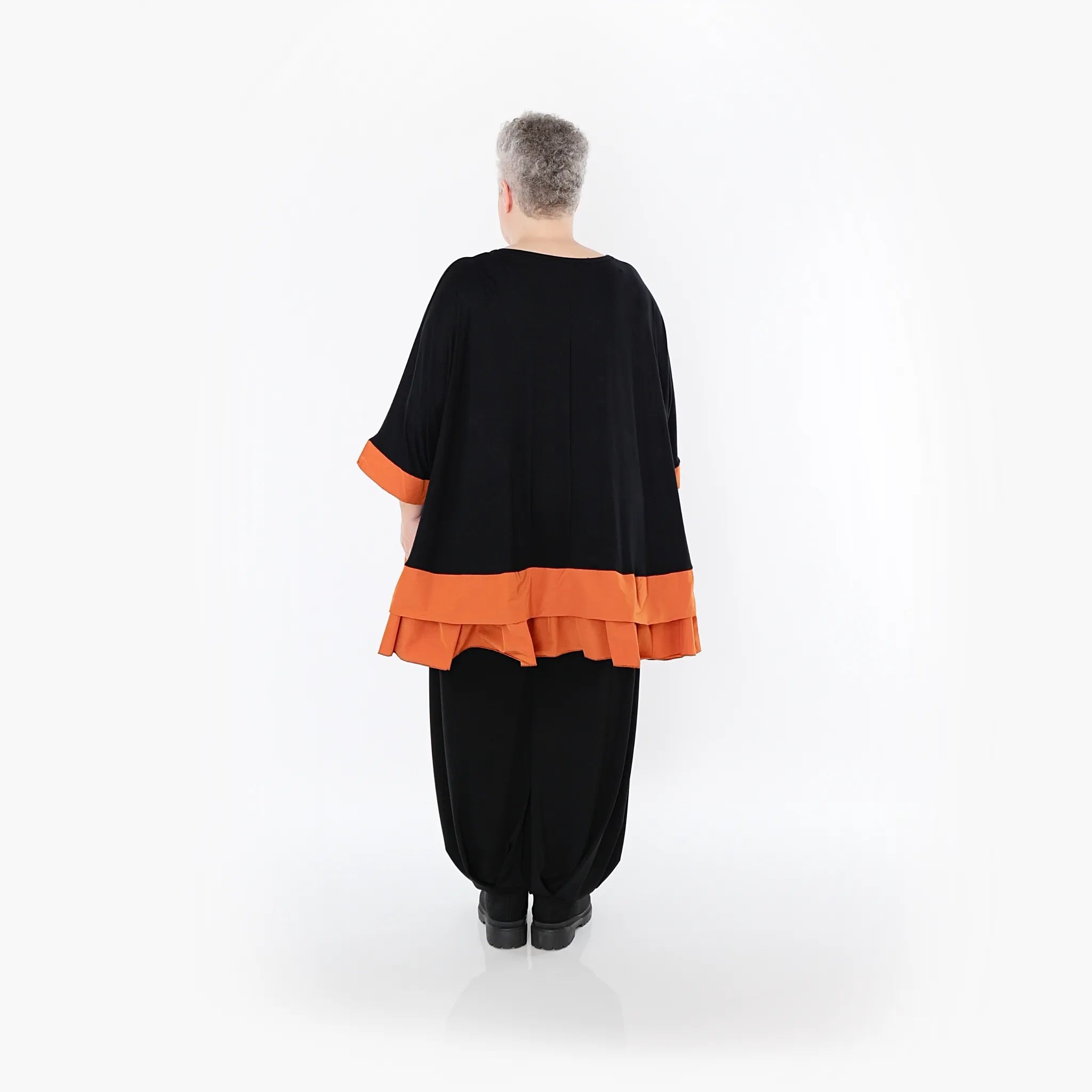  A-Form Bigshirt von AKH Fashion aus Viskose, 1493.07103, Schwarz/Orange, Ausgefallen, Zeitlos