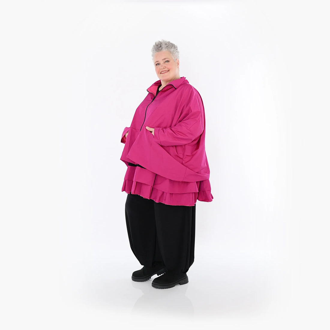  AKH Fashion Jacke in kastiger Form, aus Baumwolle, 1493.07104, Fuchsia, Ausgefallen